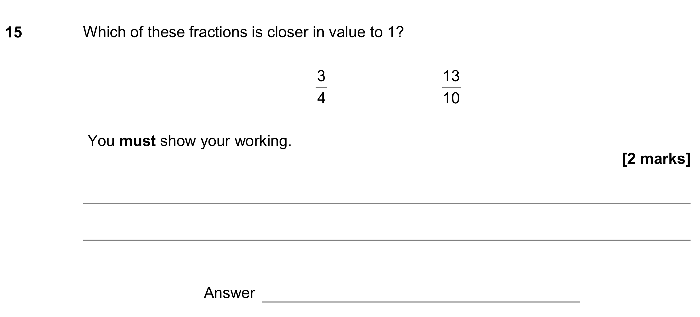 Question 15 — Fractions — AQA GCSE November 2019