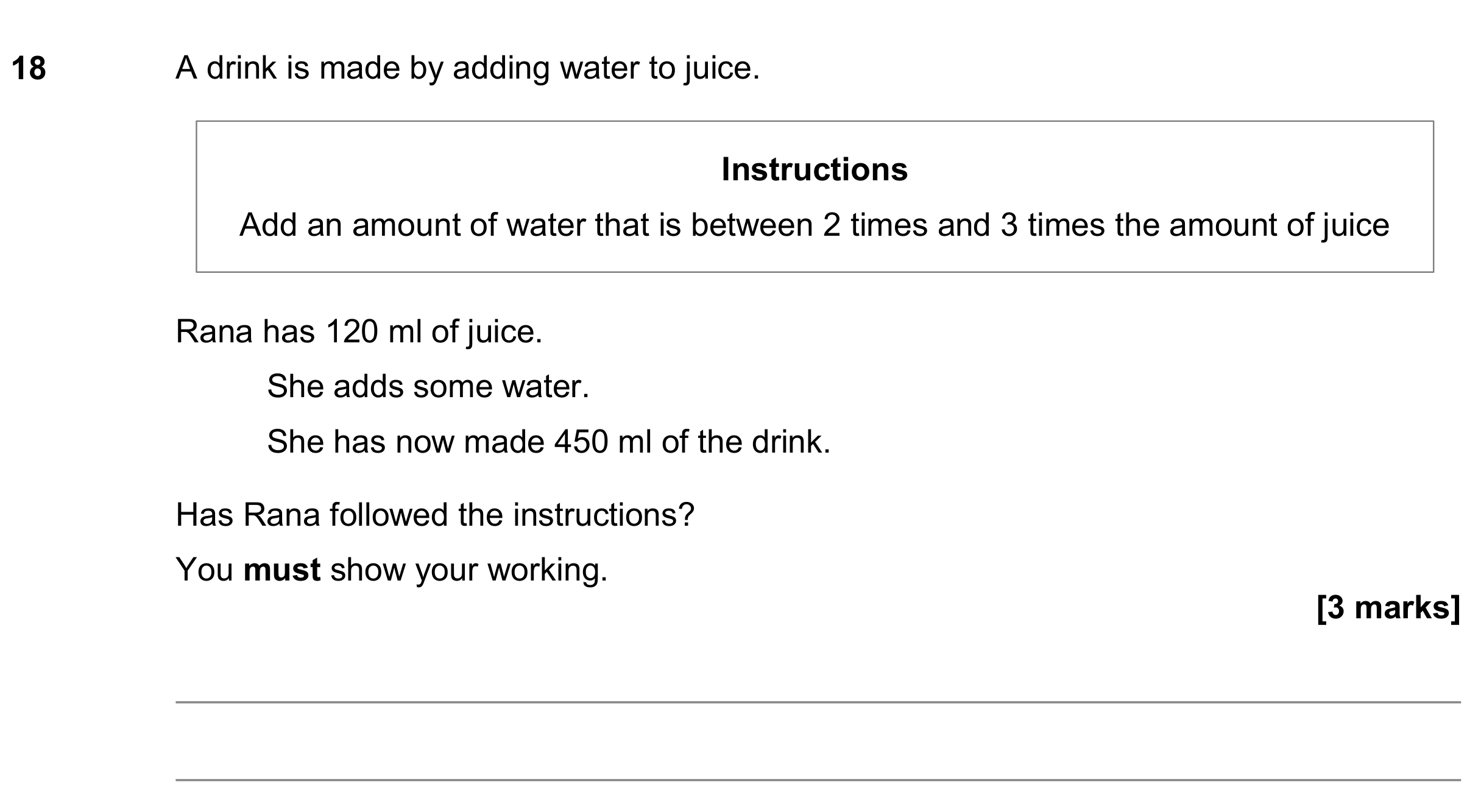 Question 18 — Recipes — AQA GCSE November 2019
