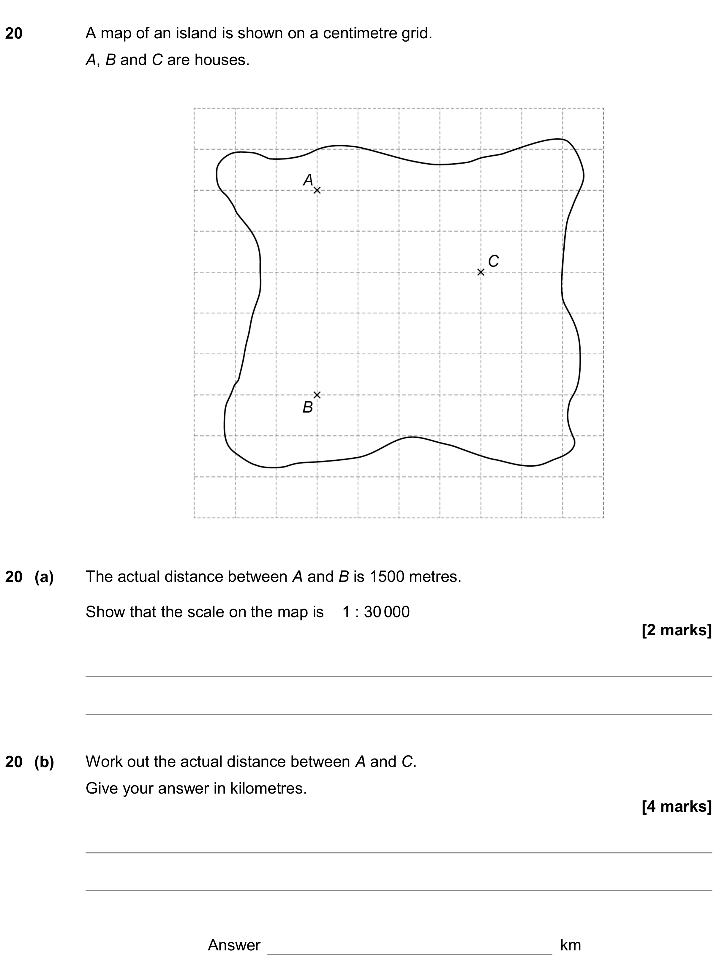 Question 20 — Maps, Measure — AQA GCSE November 2019
