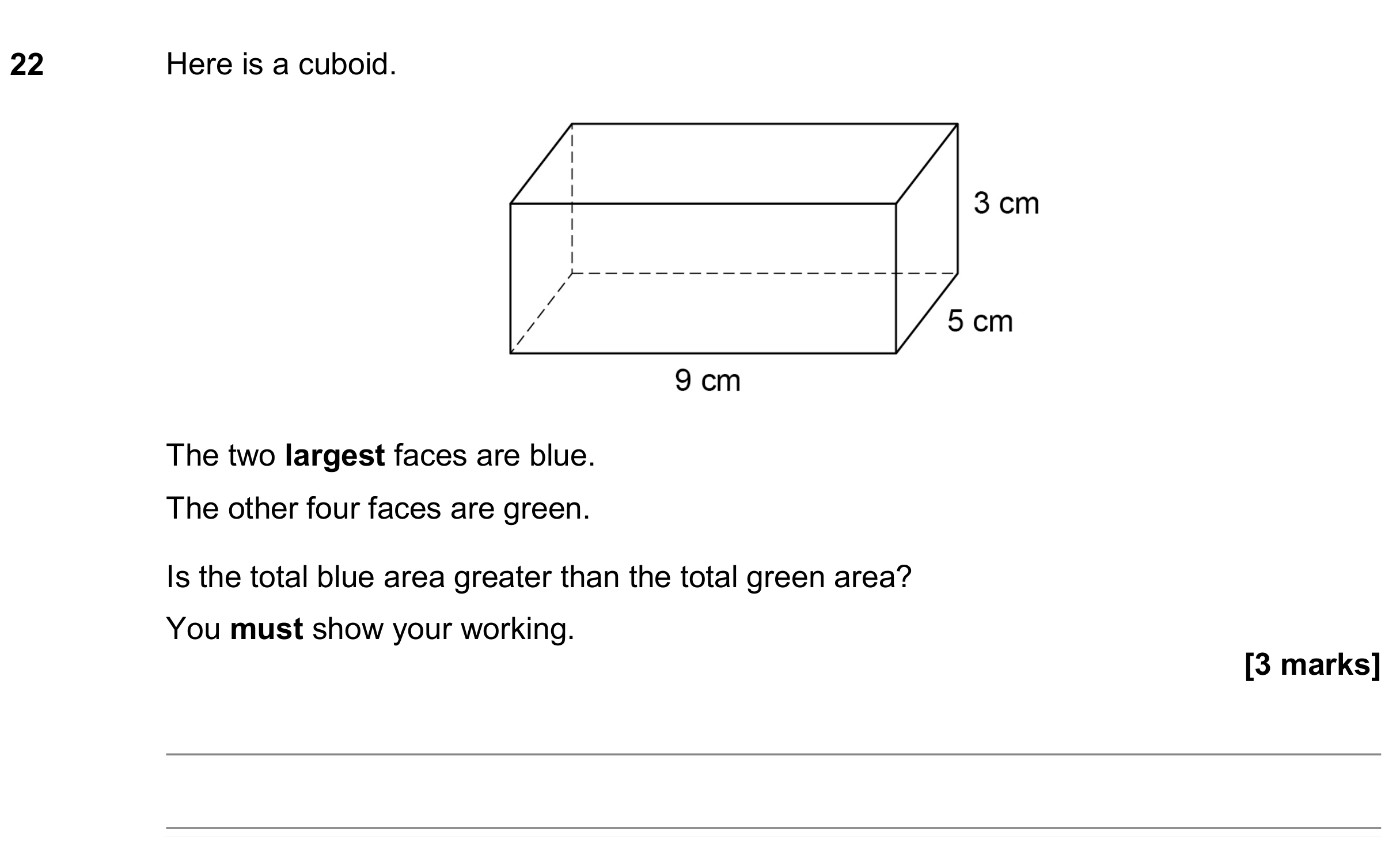 Question 22 — Surface Area and Volume — AQA GCSE November 2019
