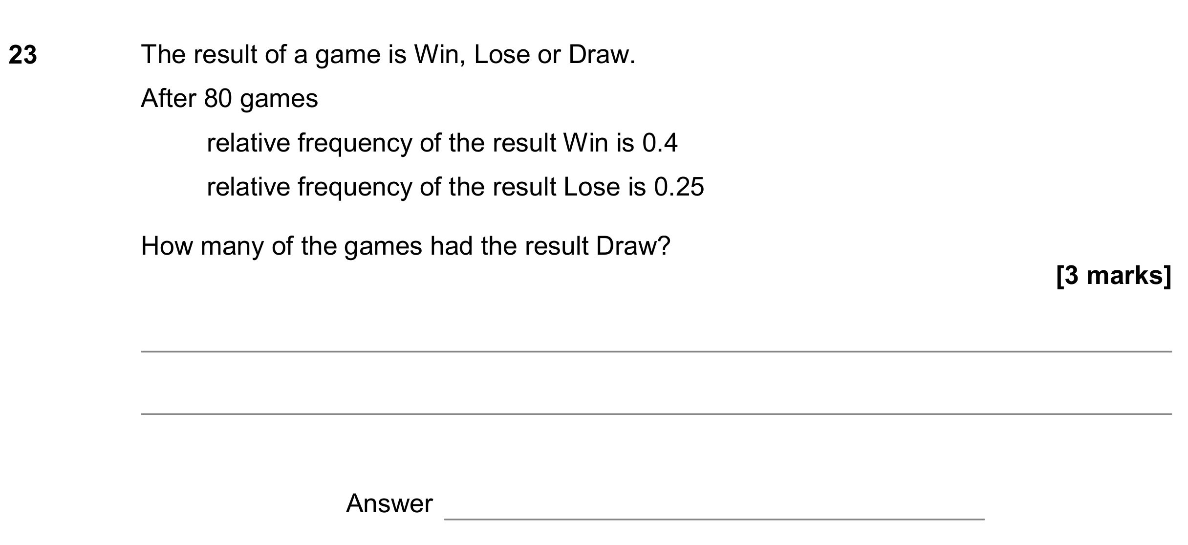 Question 23 — Probability — AQA GCSE November 2019
