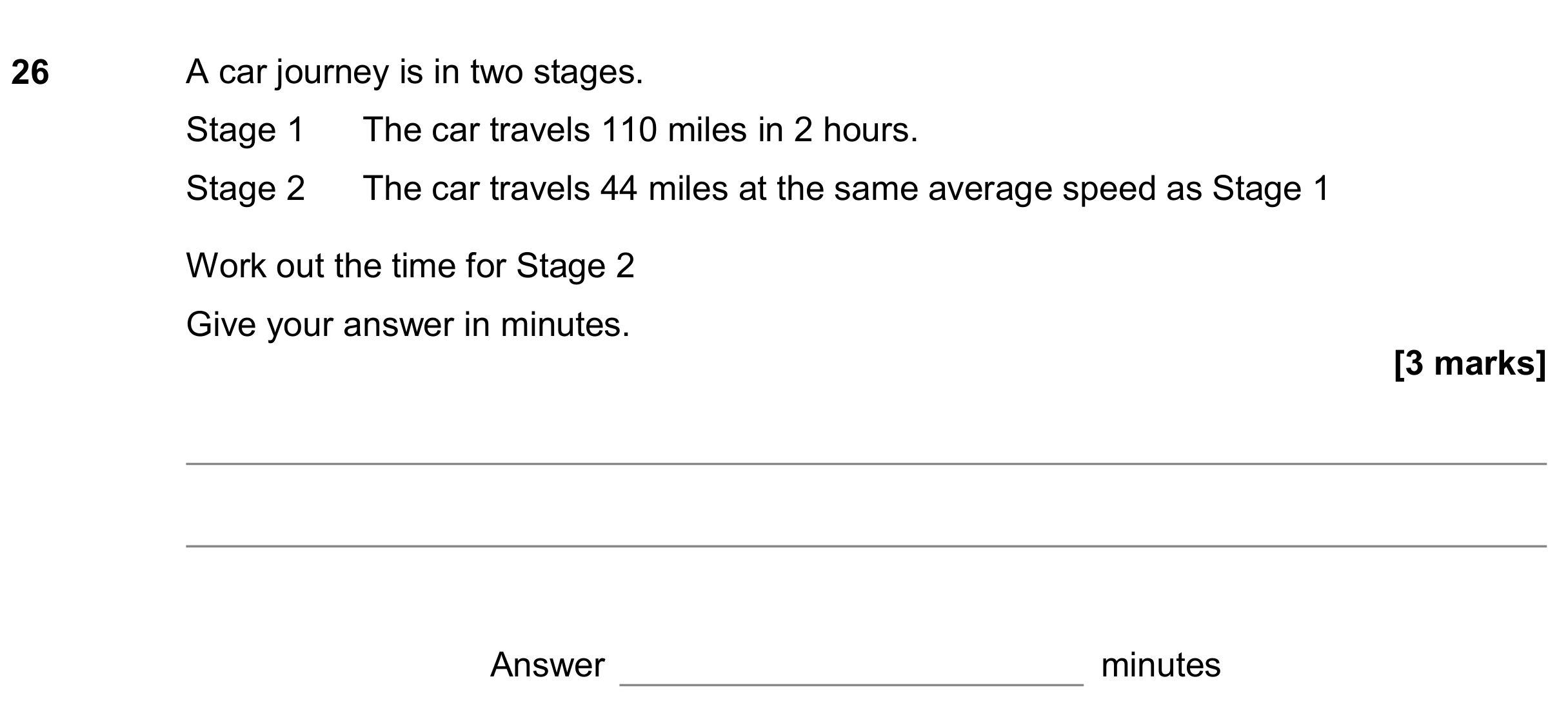 Question 26 — Speed/Distance/Time/Density/Pressure — AQA GCSE November 2019