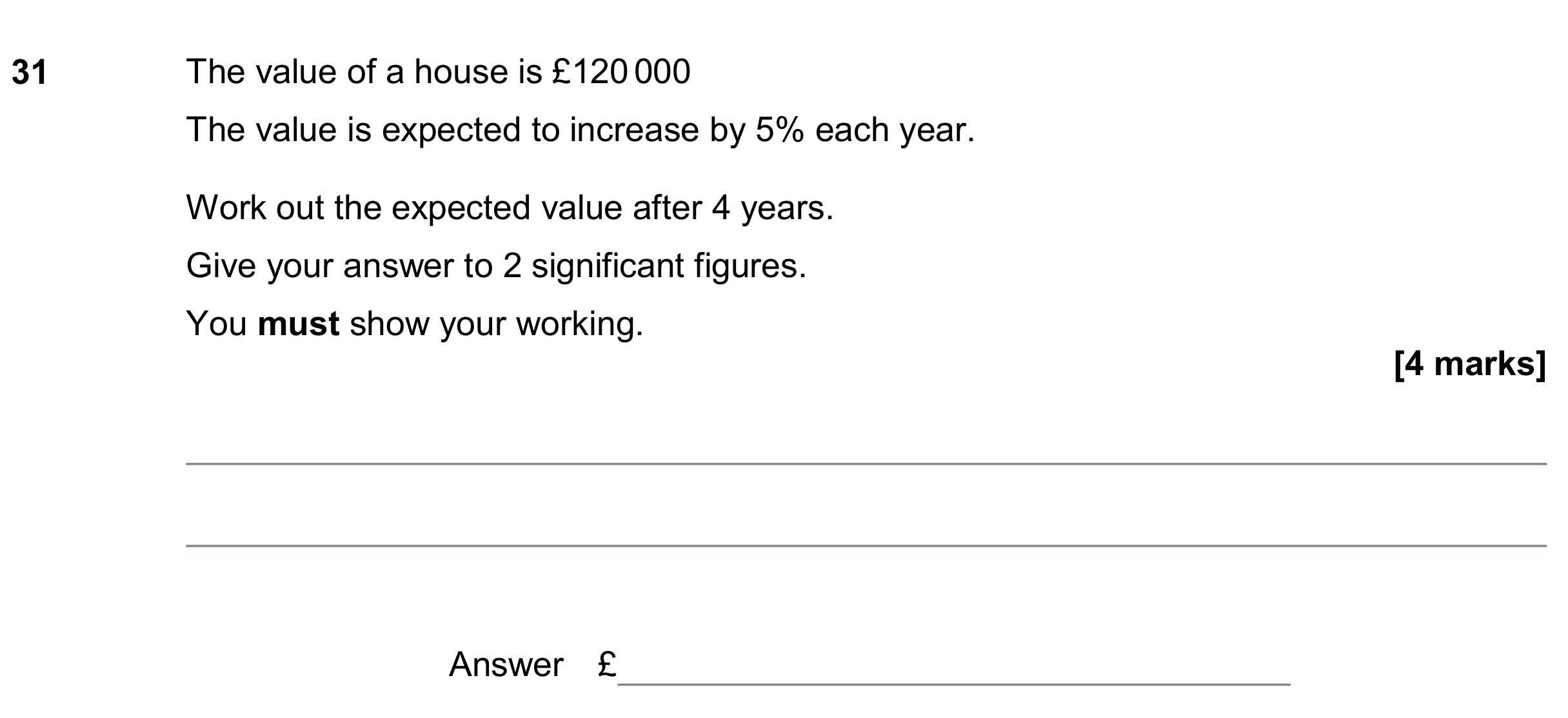Question 31 — Compound Interest — AQA GCSE November 2019