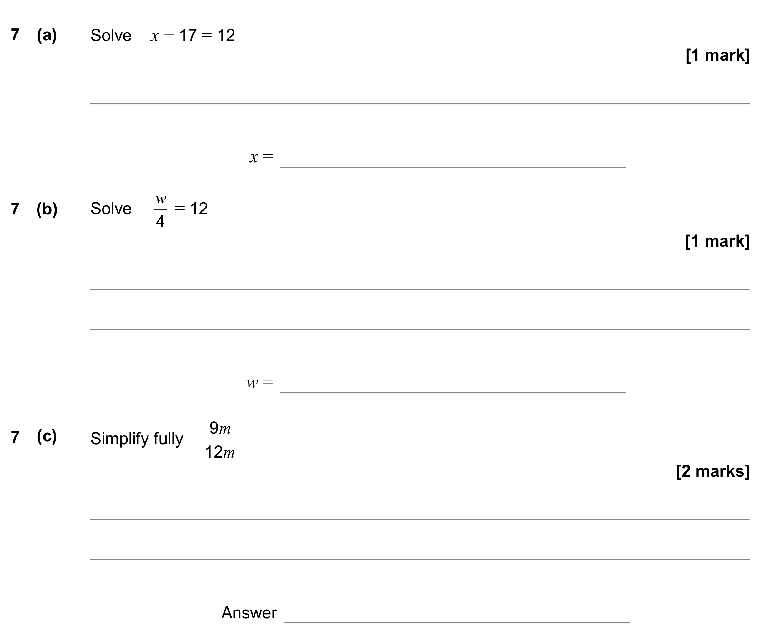 Question 7 — Linear Equations, Factorise/Expand/Simplify — AQA GCSE November 2019