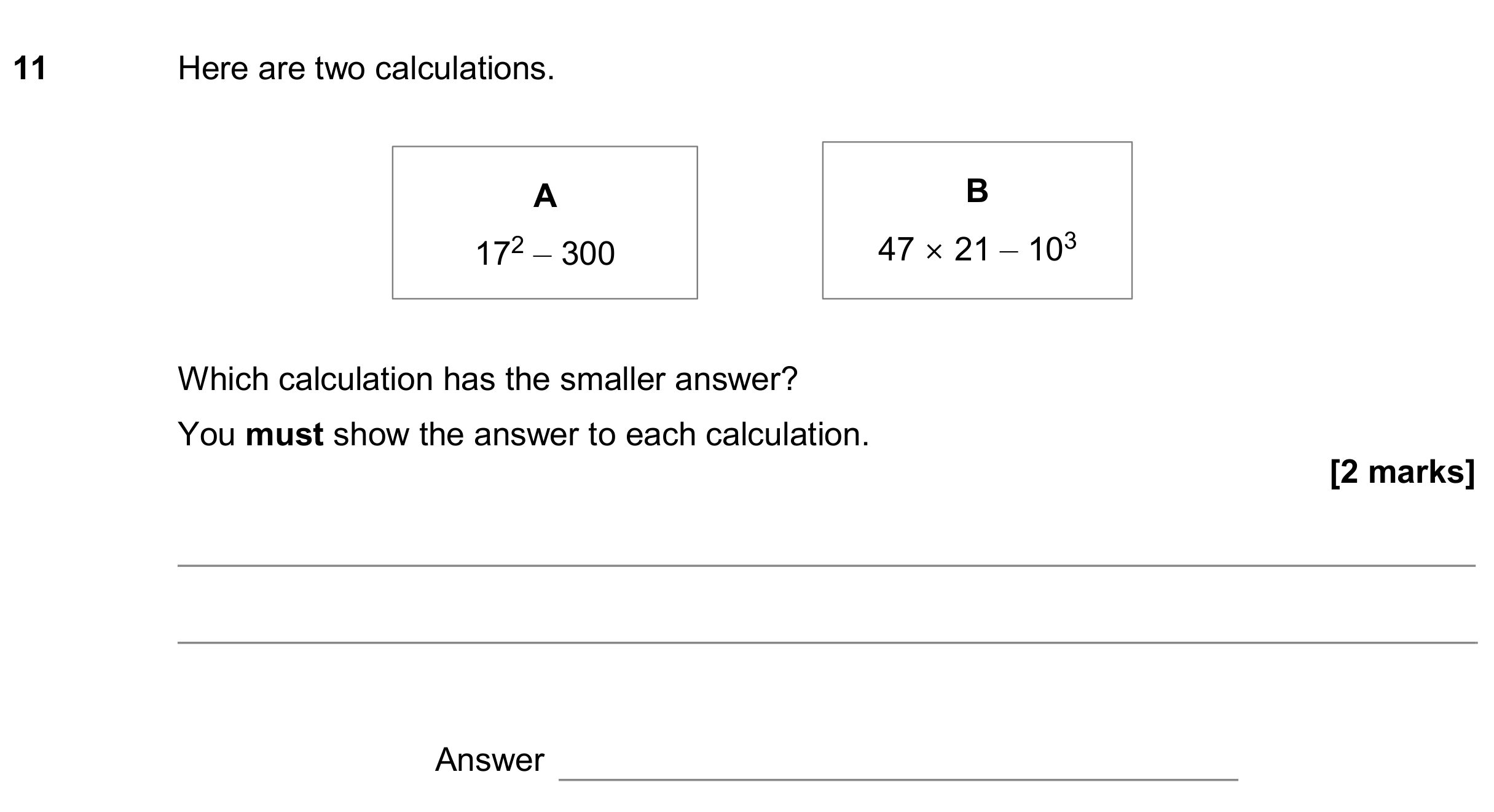 Question 11 — Calculator Questions — AQA GCSE June 2020