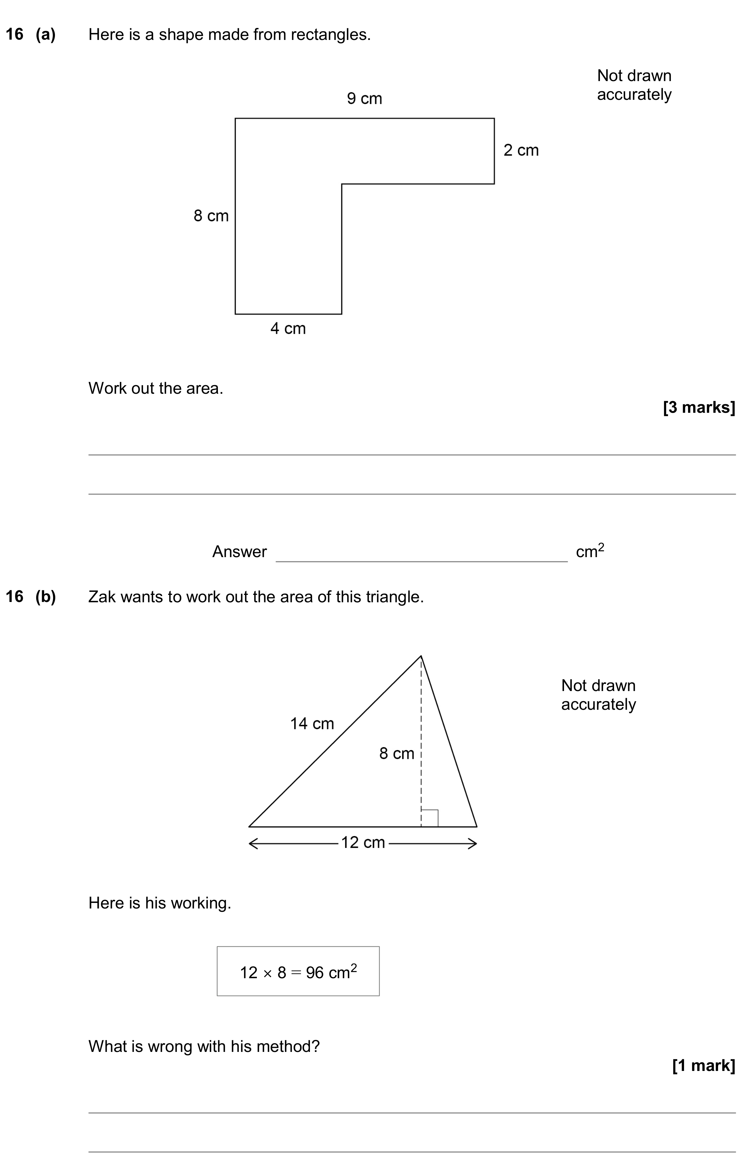 Question 16 — Perimeter and Area — AQA GCSE June 2020