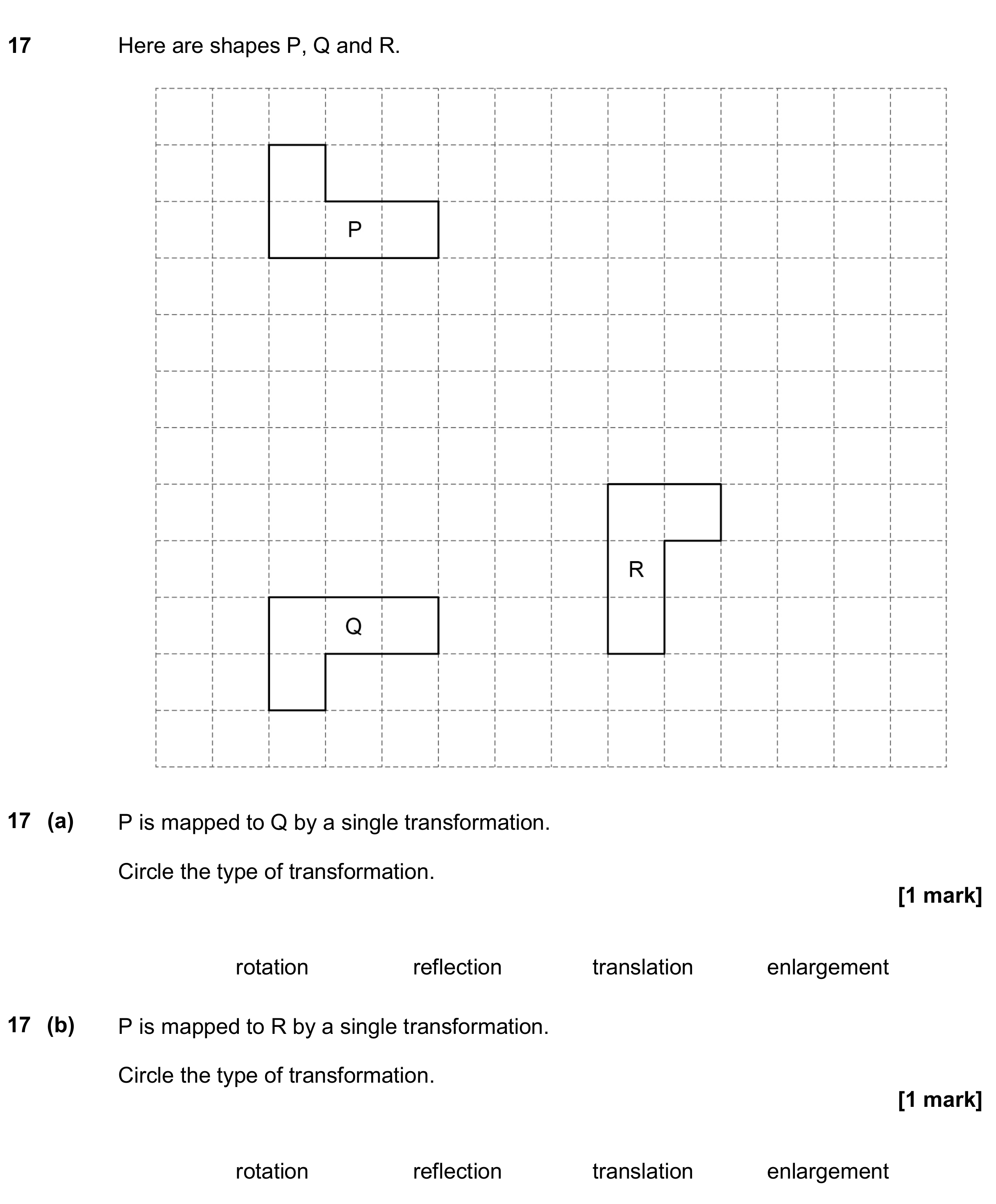 Question 17 — Rotations/Reflections/Translations/Enlargements — AQA GCSE June 2020
