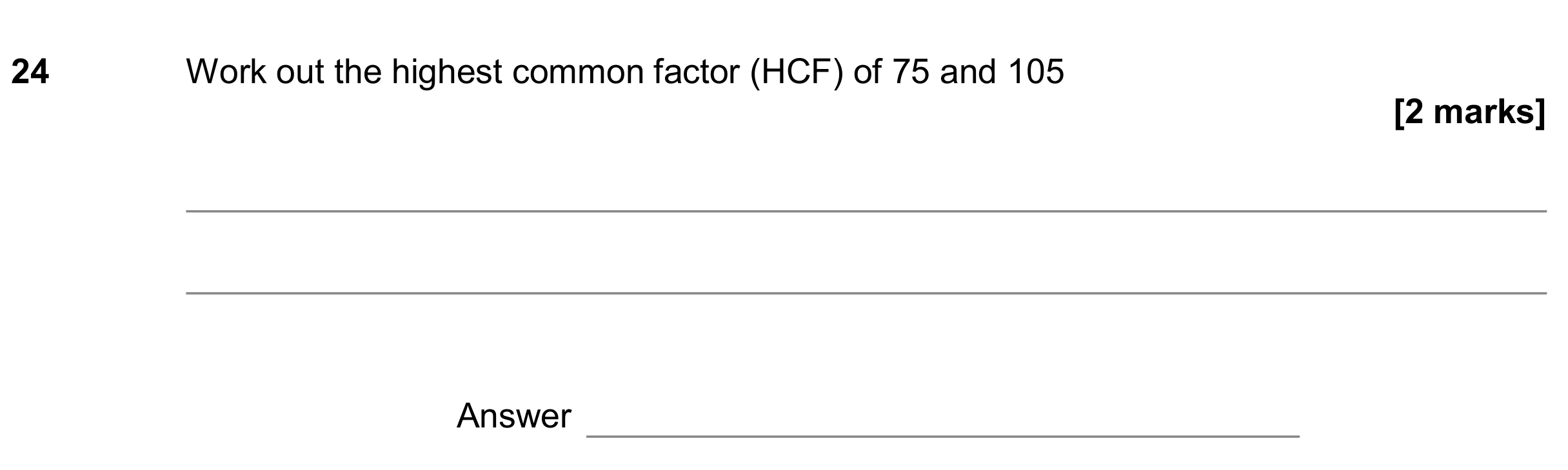 Question 24 — HCF and LCM — AQA GCSE June 2020