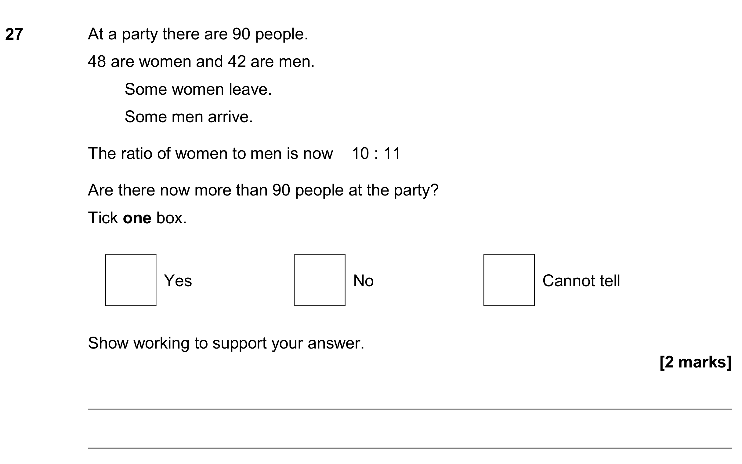 Question 27 — Ratios — AQA GCSE June 2020