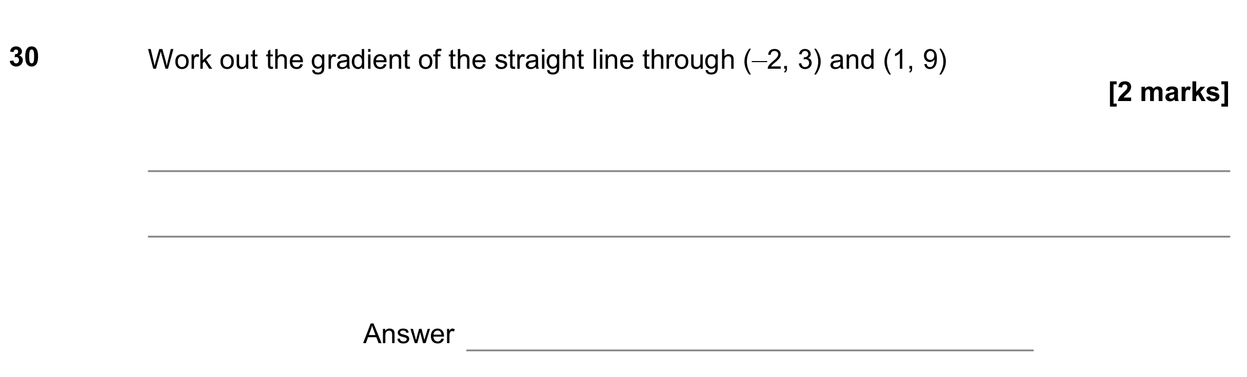 Question 30 — Straight Line Graphs — AQA GCSE June 2020