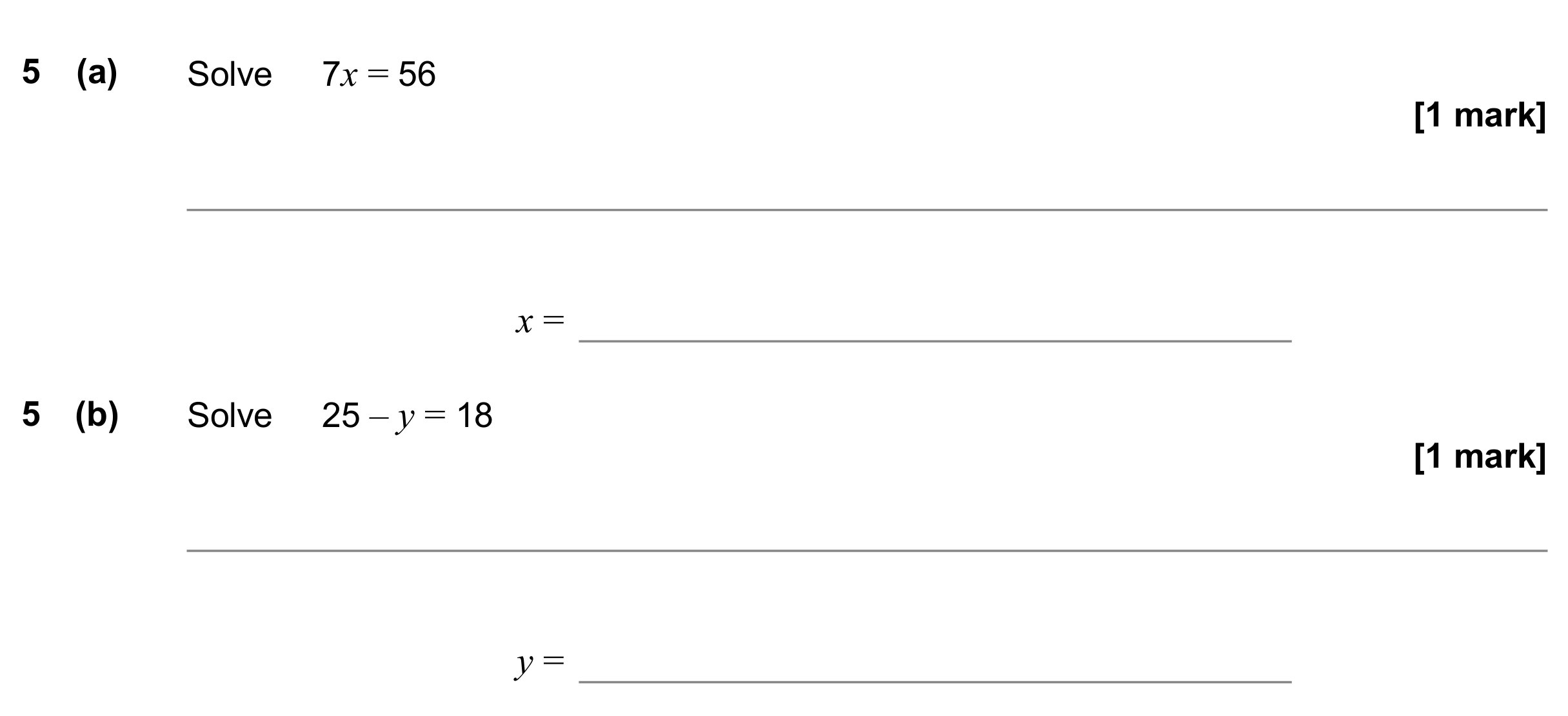 Question 5 — Linear Equations — AQA GCSE June 2020