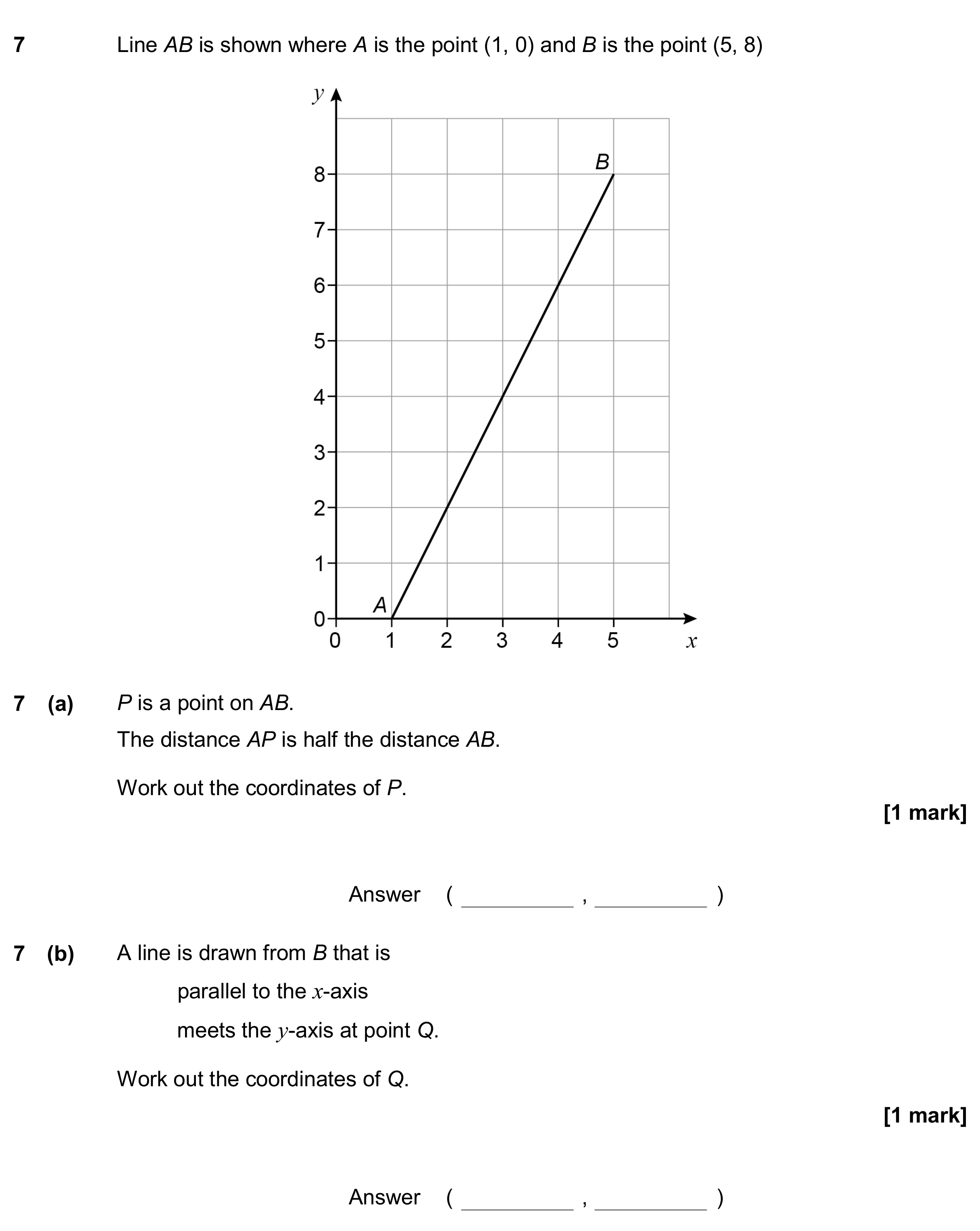 Question 7 — Midpoints, Coordinates — AQA GCSE June 2020