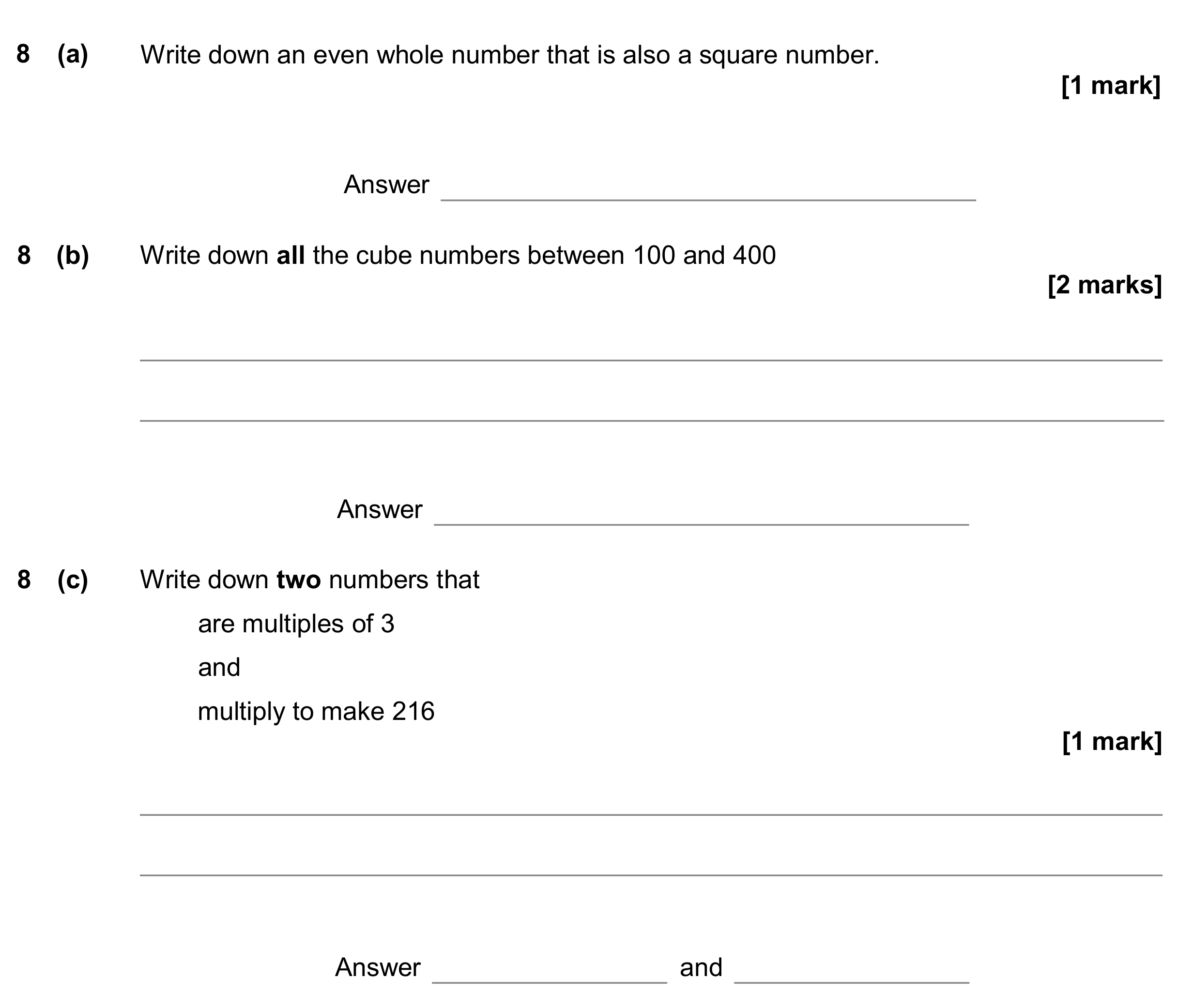 Question 8 — Numbers — AQA GCSE June 2020