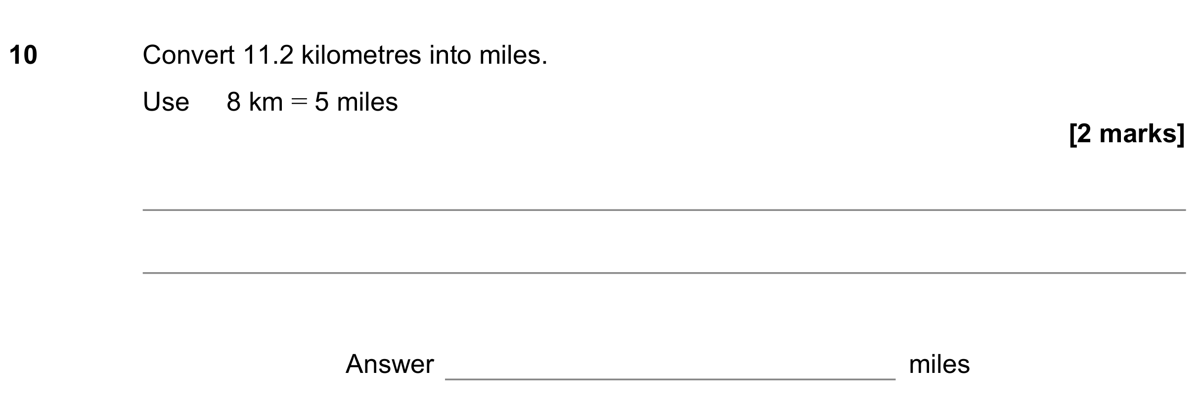 Question 10 — Unit Conversions — AQA GCSE June 2021