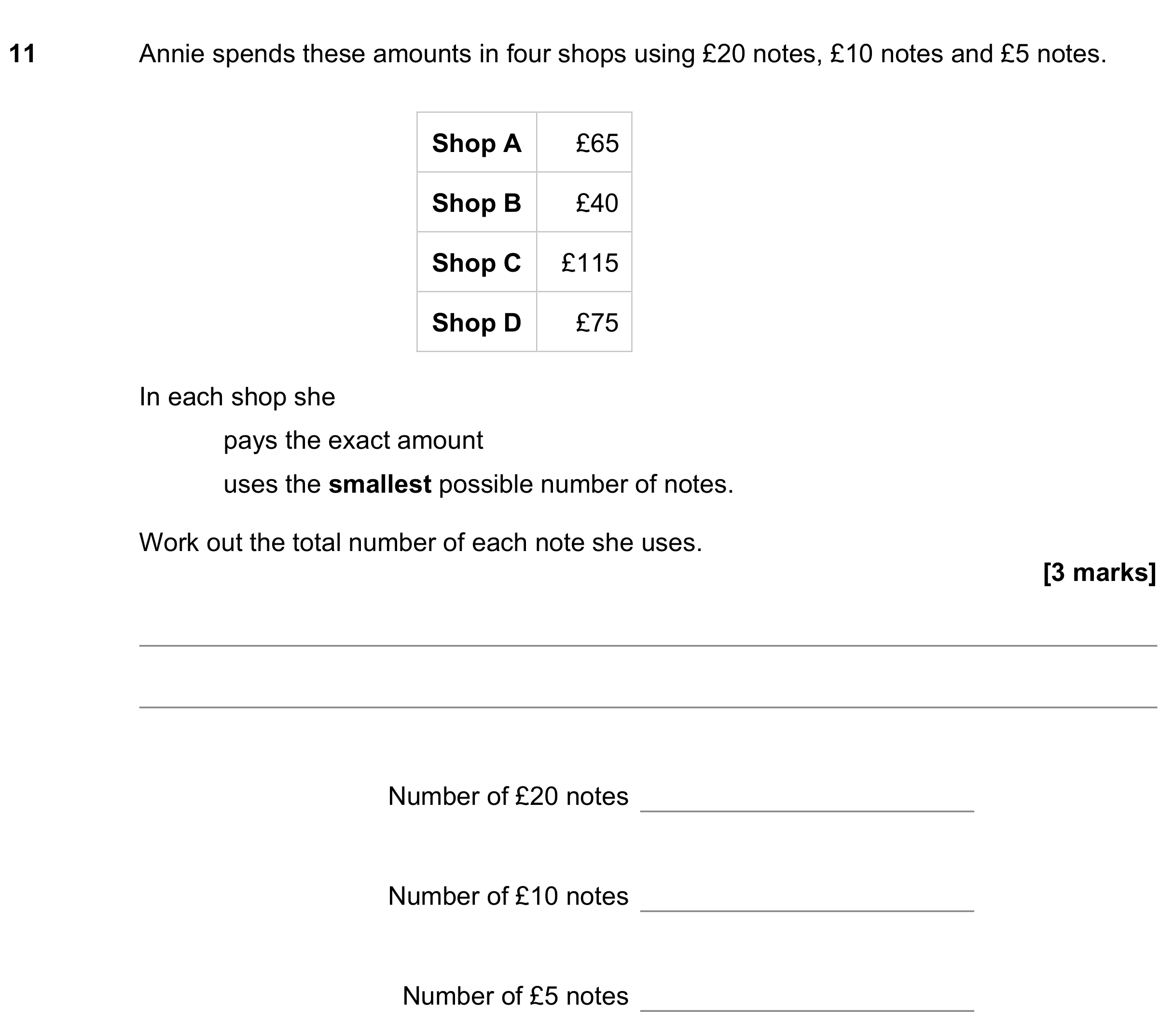 Question 11 — Money Problems — AQA GCSE June 2021