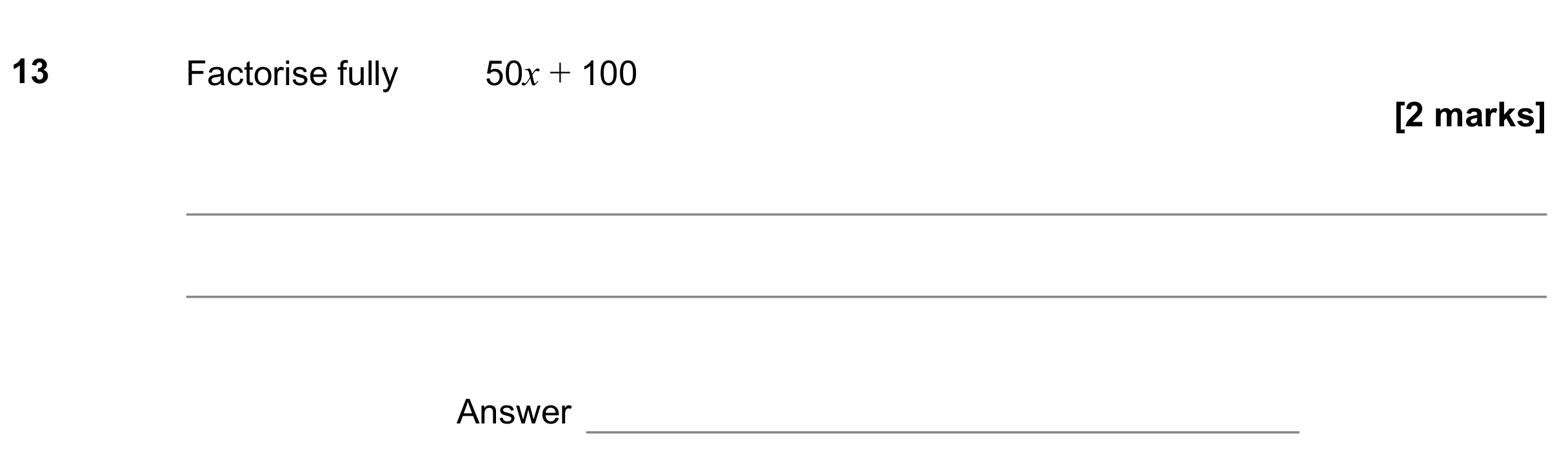 Question 13 — Factorise/Expand/Simplify — AQA GCSE June 2021