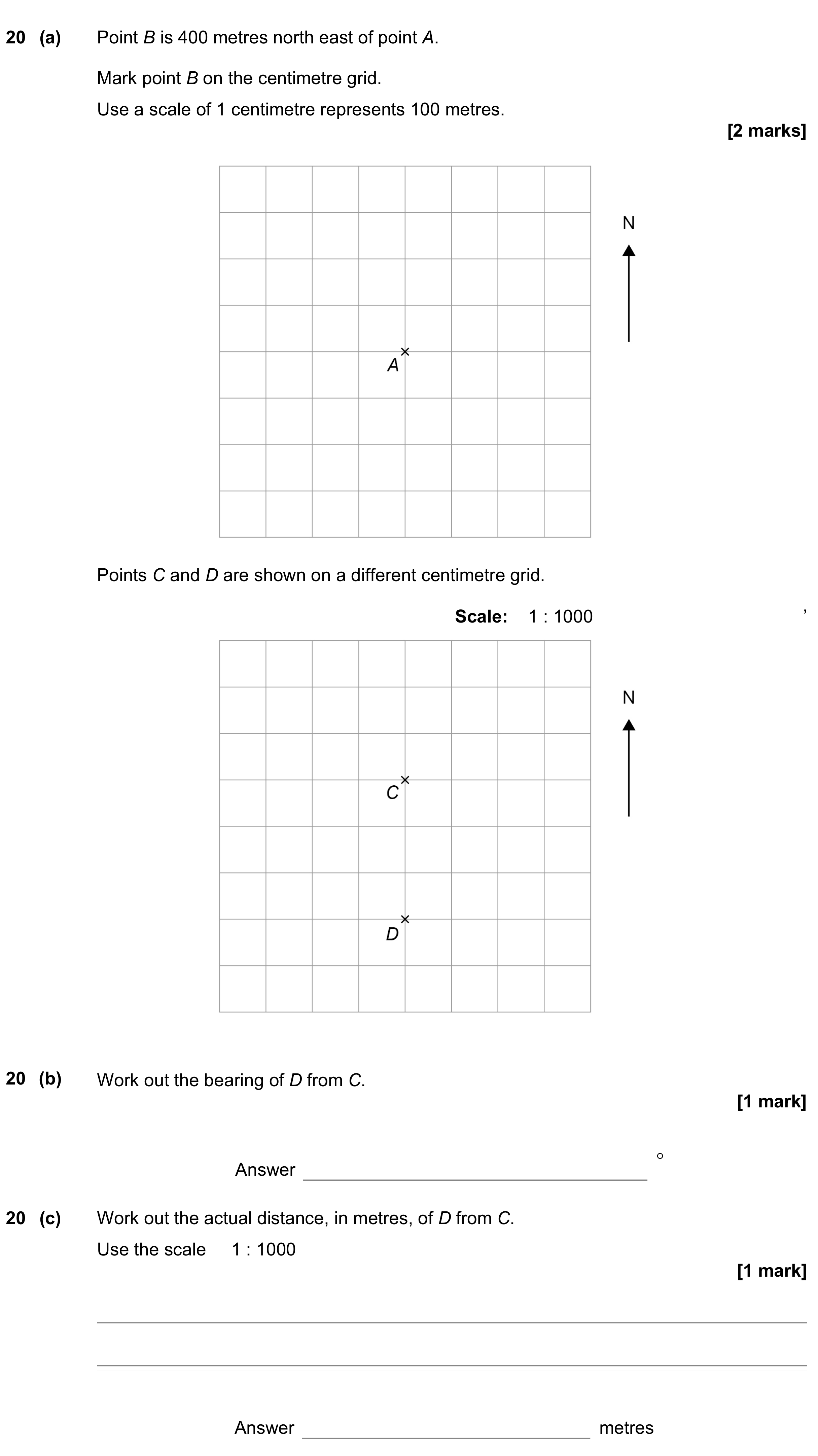 Question 20 — Maps, Bearings — AQA GCSE June 2021
