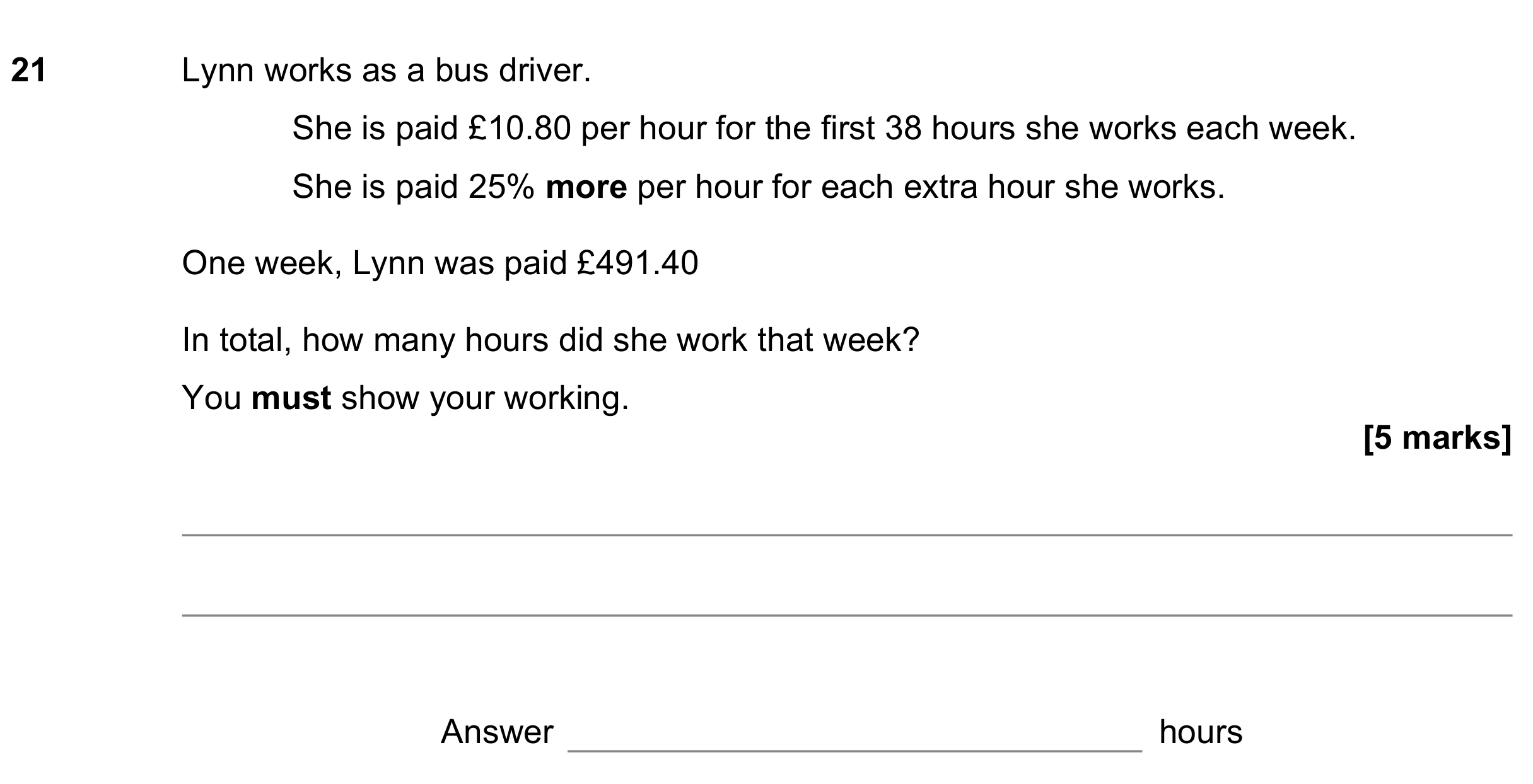Question 21 — Money Problems, Percentages — AQA GCSE June 2021