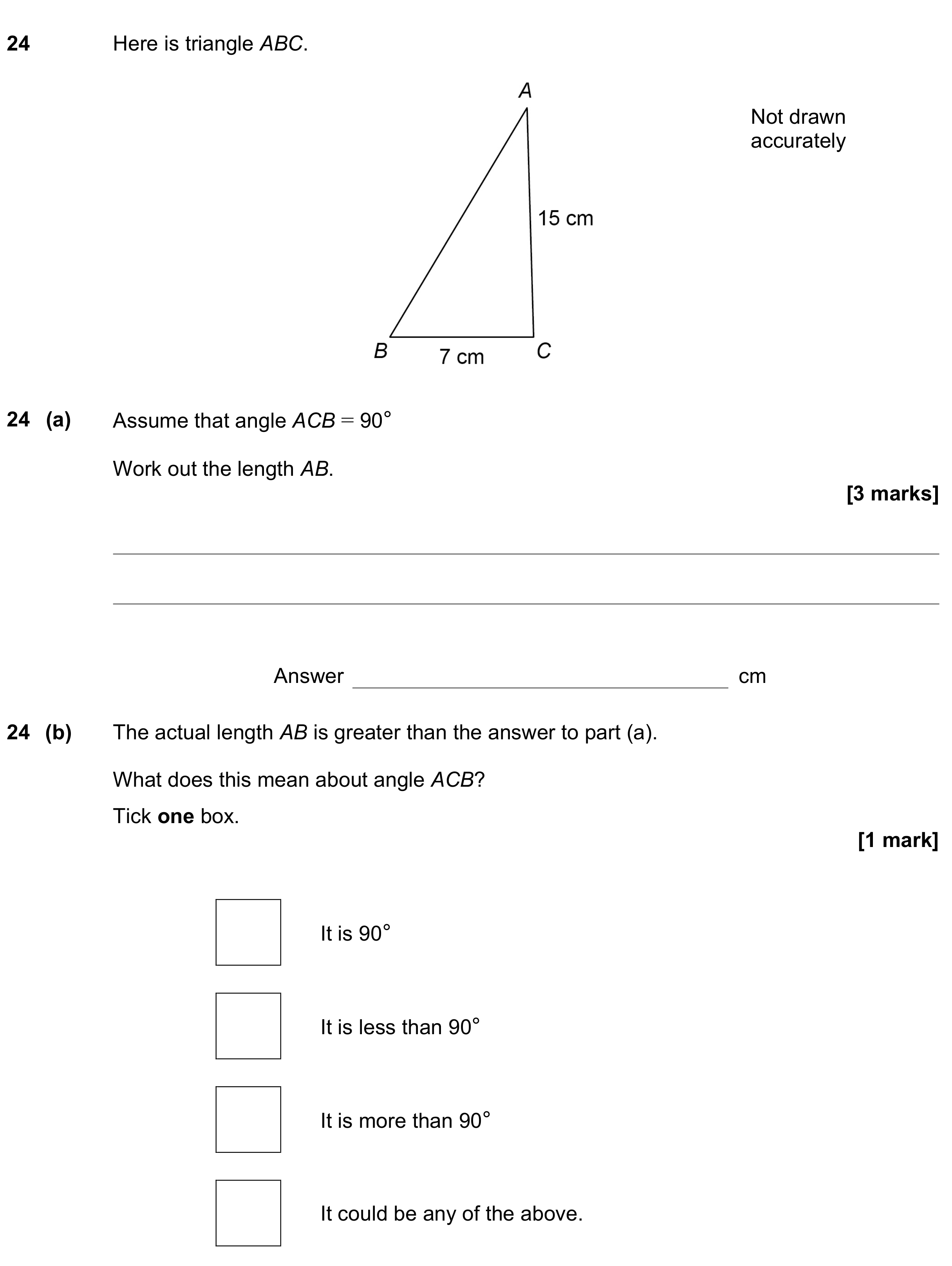 Question 24 — Pythagoras — AQA GCSE June 2021