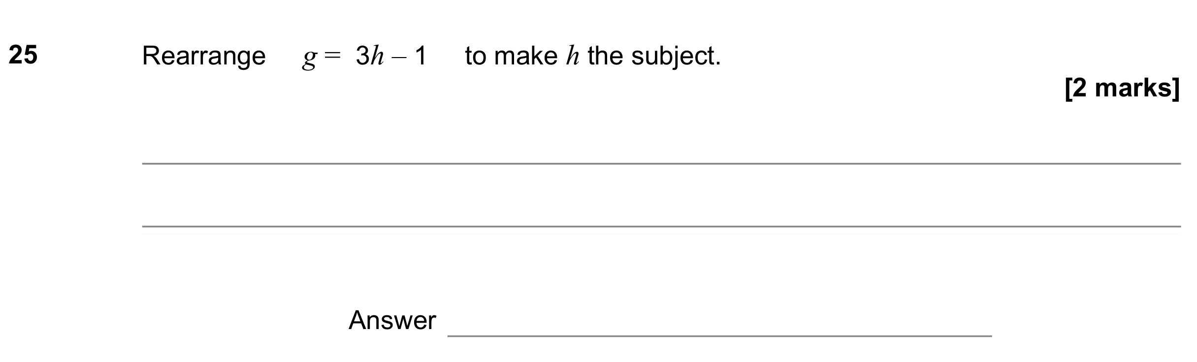 Question 25 — Formulae — AQA GCSE June 2021