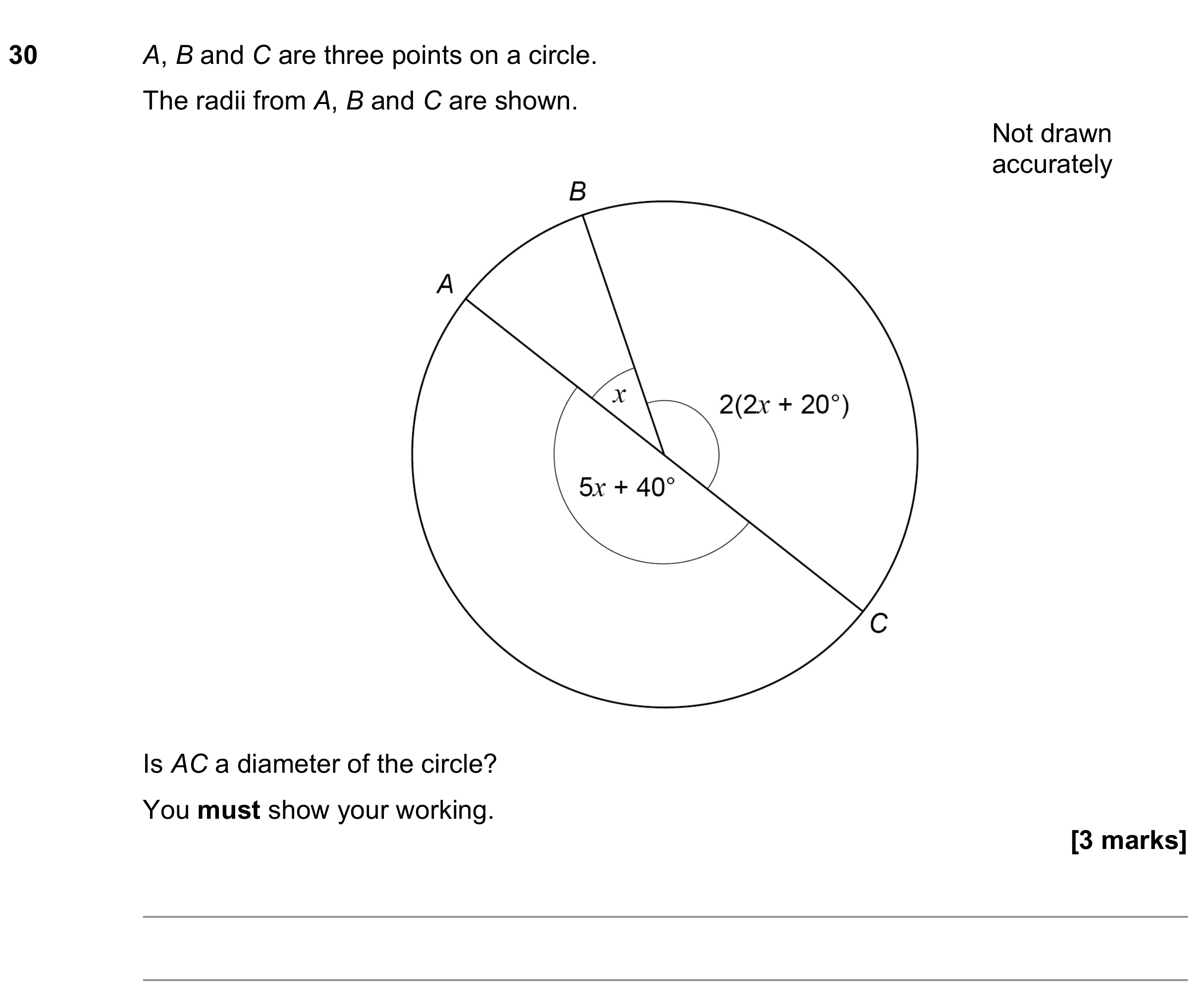 Question 30 — Angles, Circles — AQA GCSE June 2021