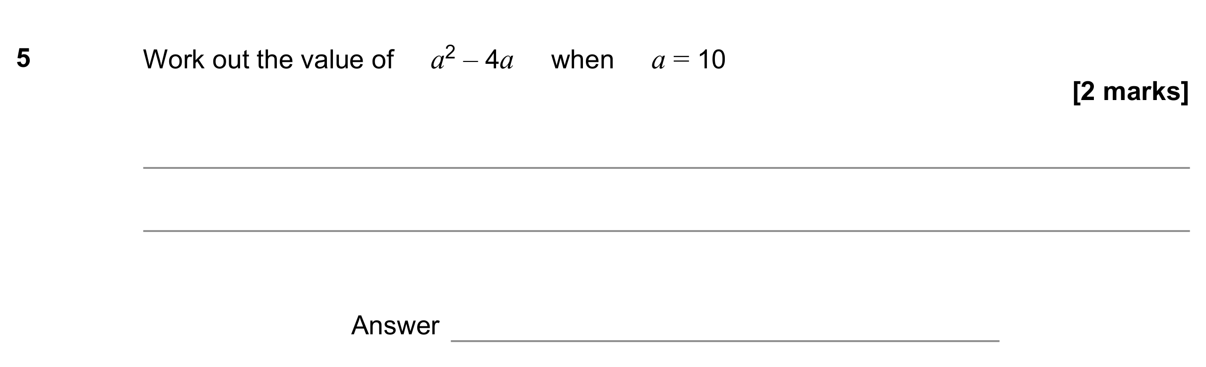 Question 5 — Formulae — AQA GCSE June 2021