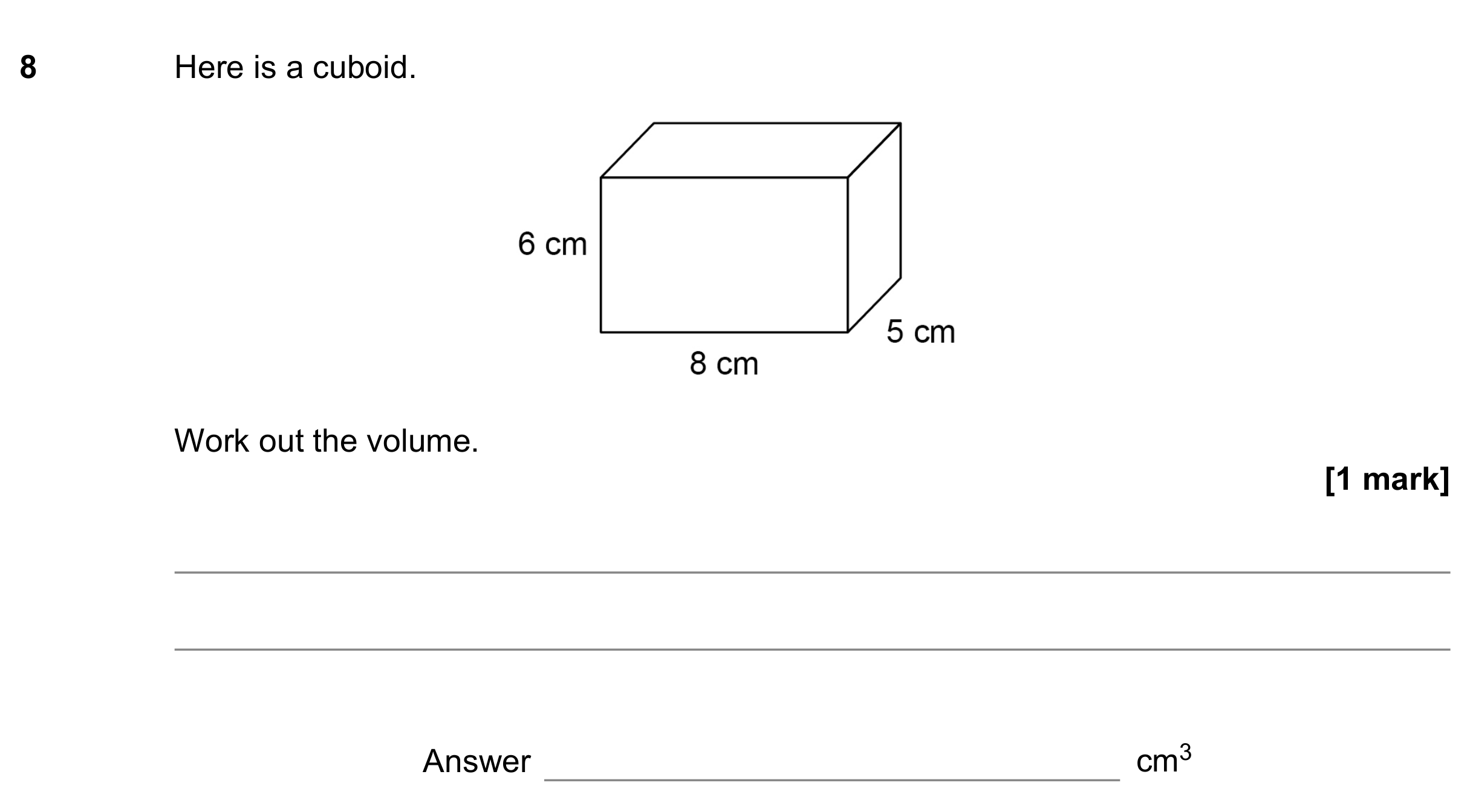 Question 8 — Surface Area and Volume — AQA GCSE June 2021