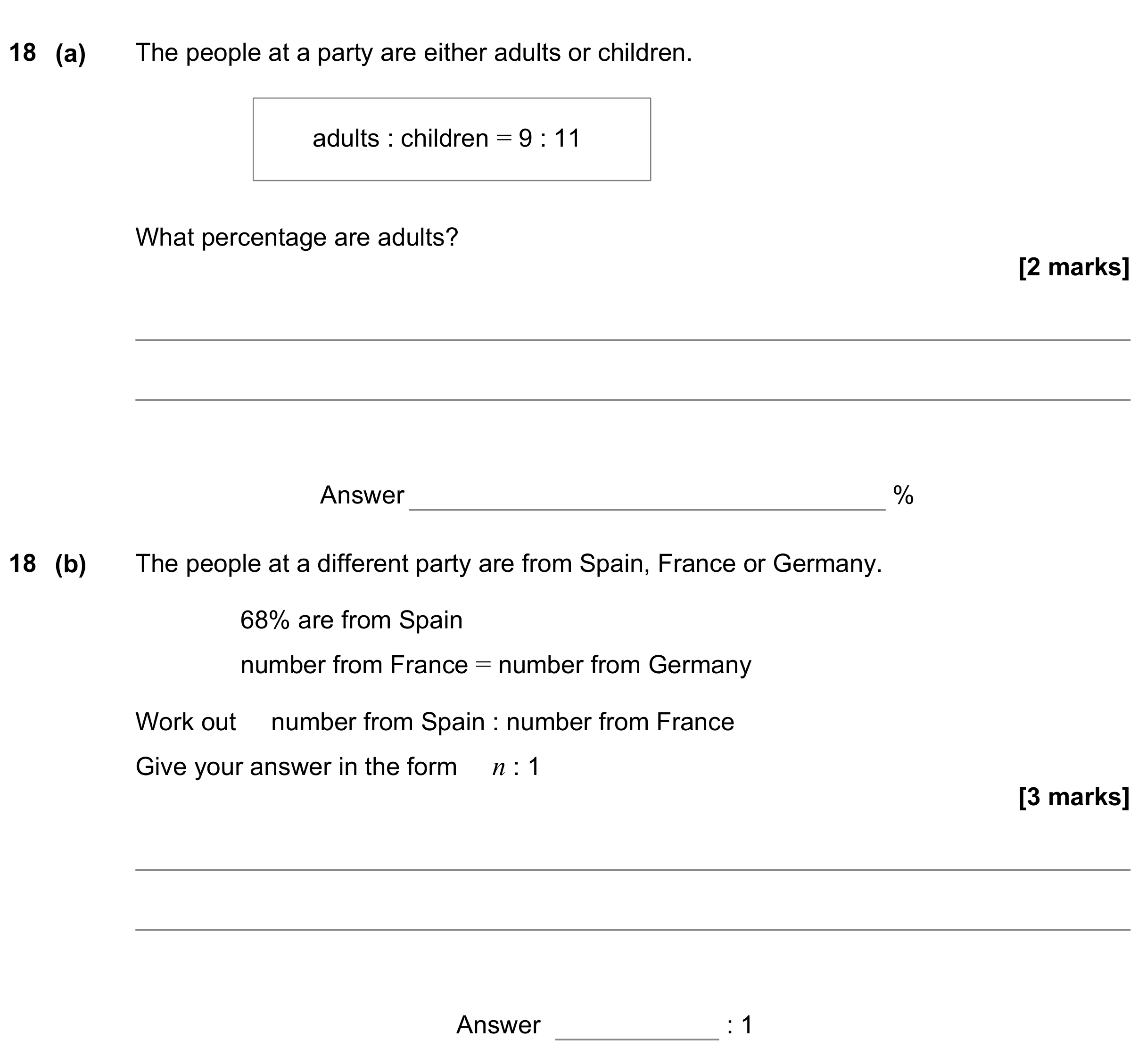 Question 18 — Ratios, Percentages — AQA GCSE June 2022