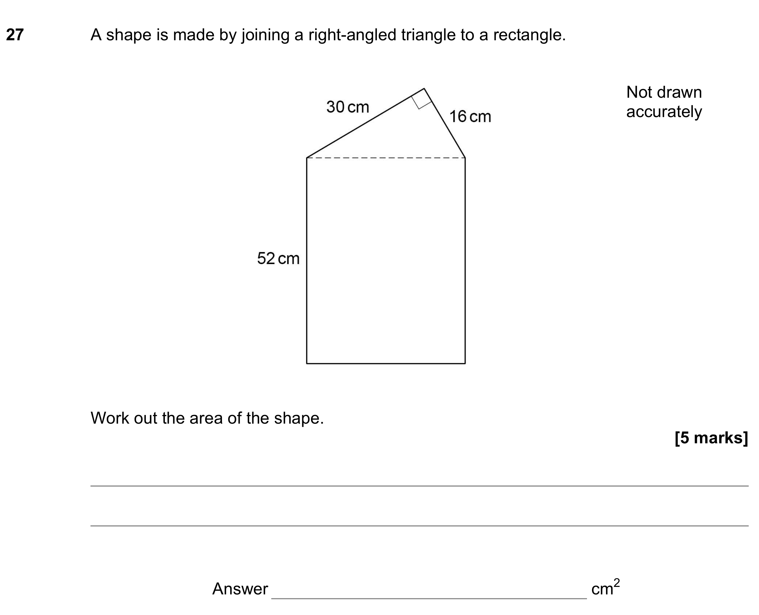Question 27 — Perimeter and Area, Pythagoras — AQA GCSE June 2022