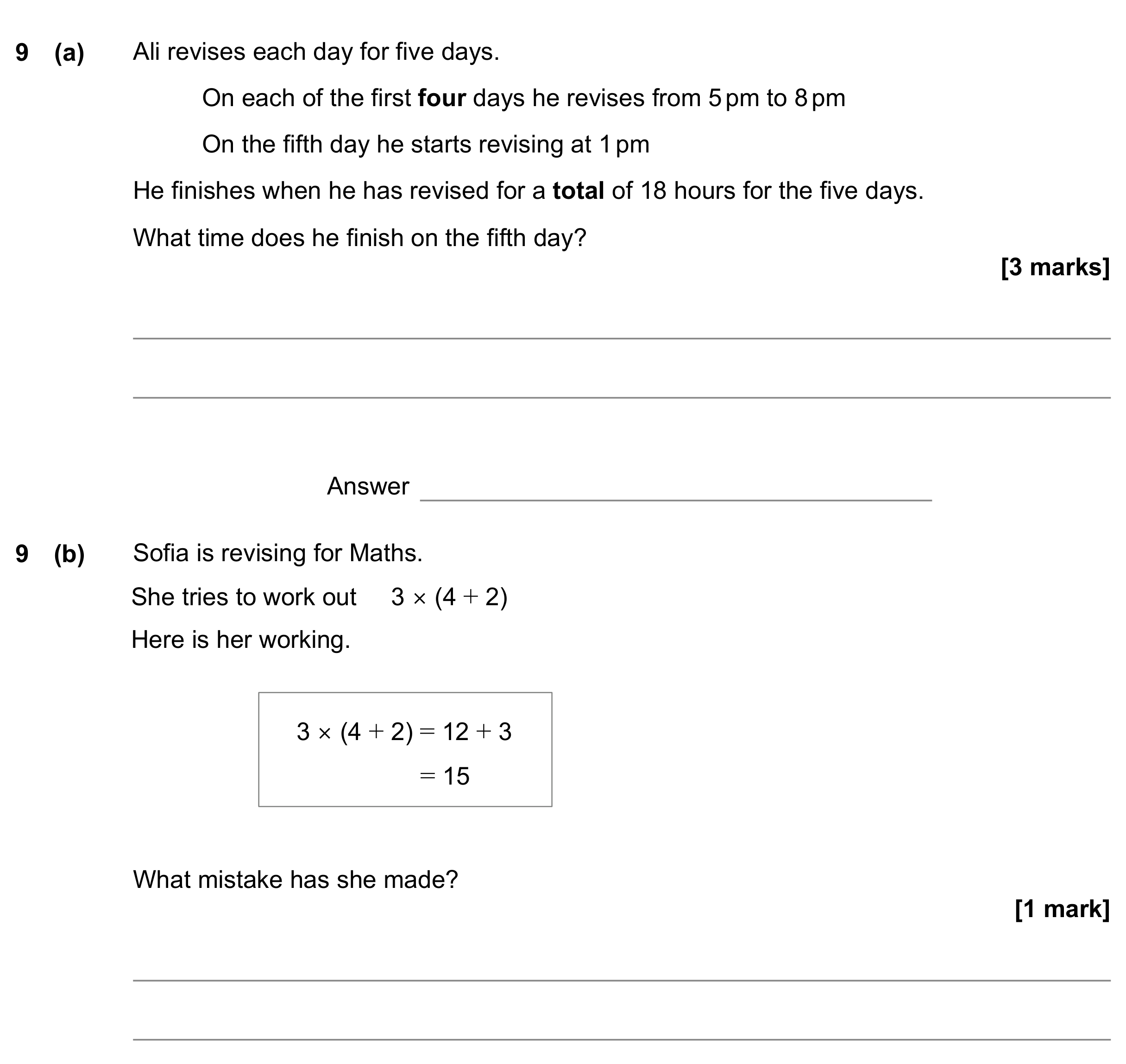 Question 9 — Time Questions — AQA GCSE June 2022