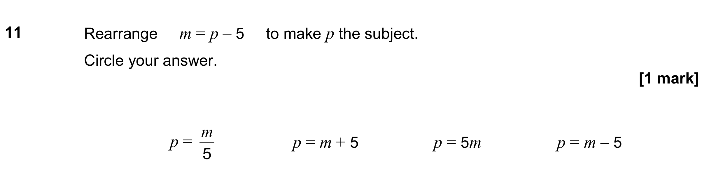 Question 11 — Formulae — AQA GCSE November 2022