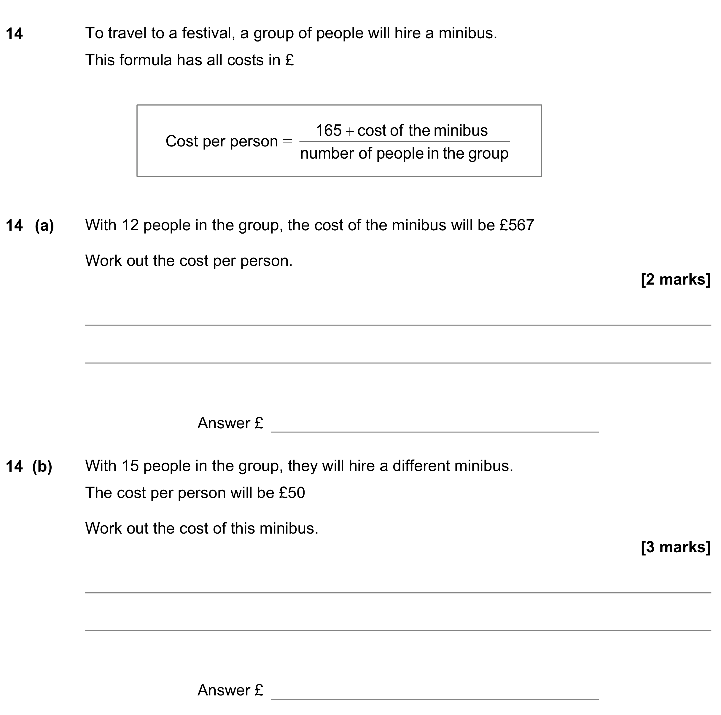 Question 14 — Formulae — AQA GCSE November 2022