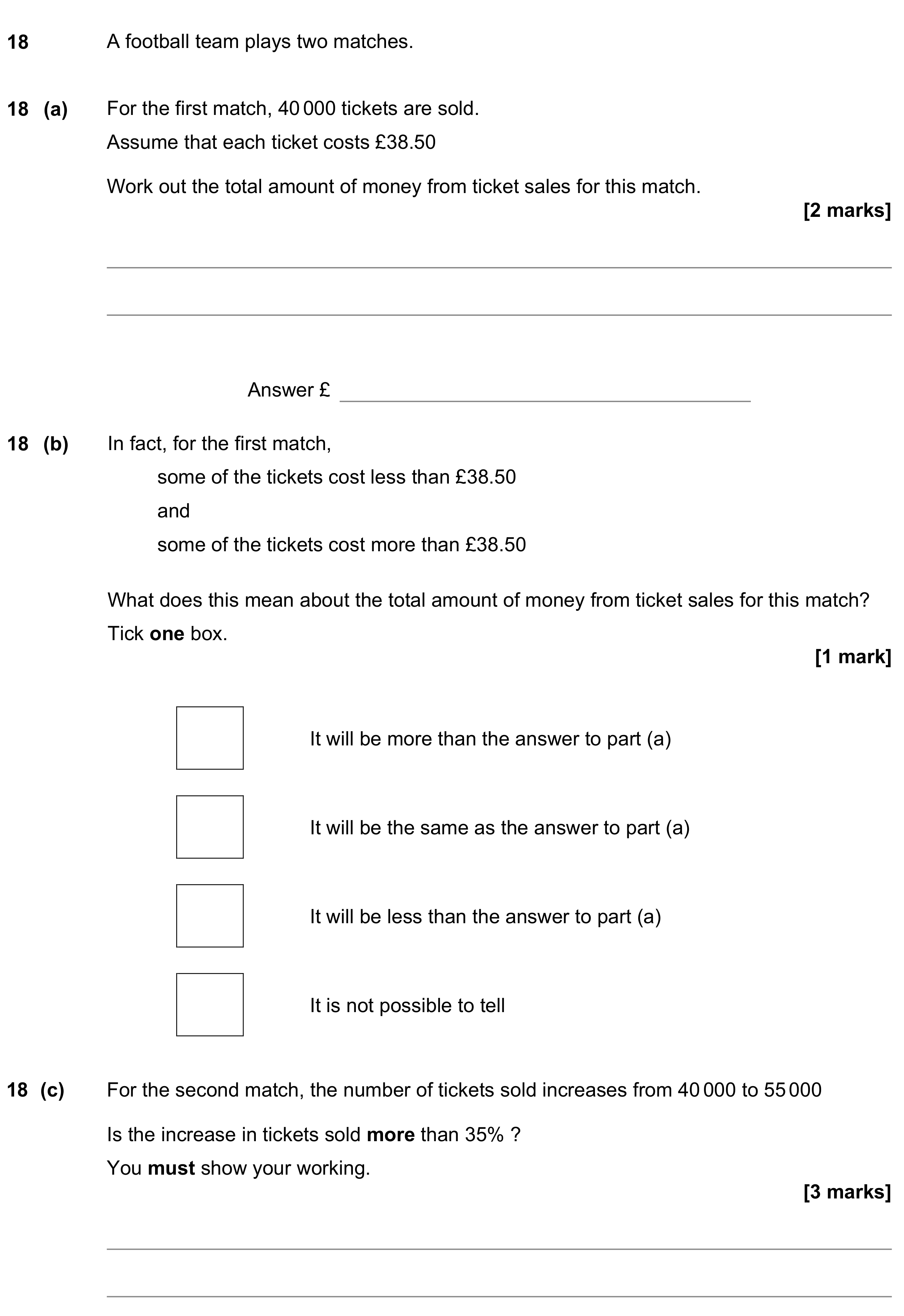 Question 18 — Money Problems, Percentages — AQA GCSE November 2022