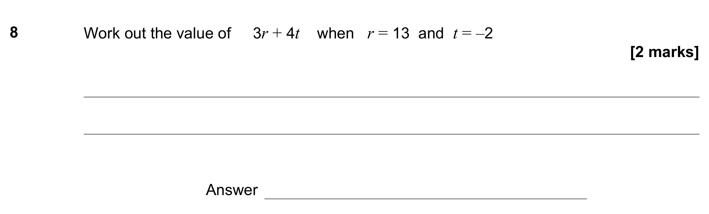 Question 8 — Formulae — AQA GCSE November 2022