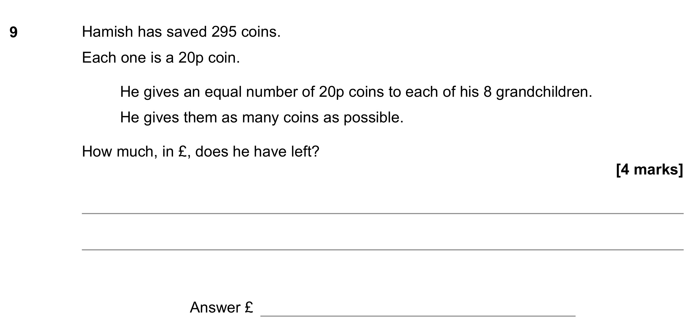 Question 9 — Money Problems — AQA GCSE November 2022