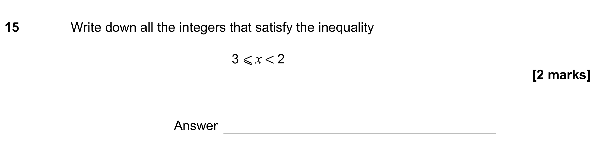 Question 15 — Inequalities — AQA GCSE June 2023