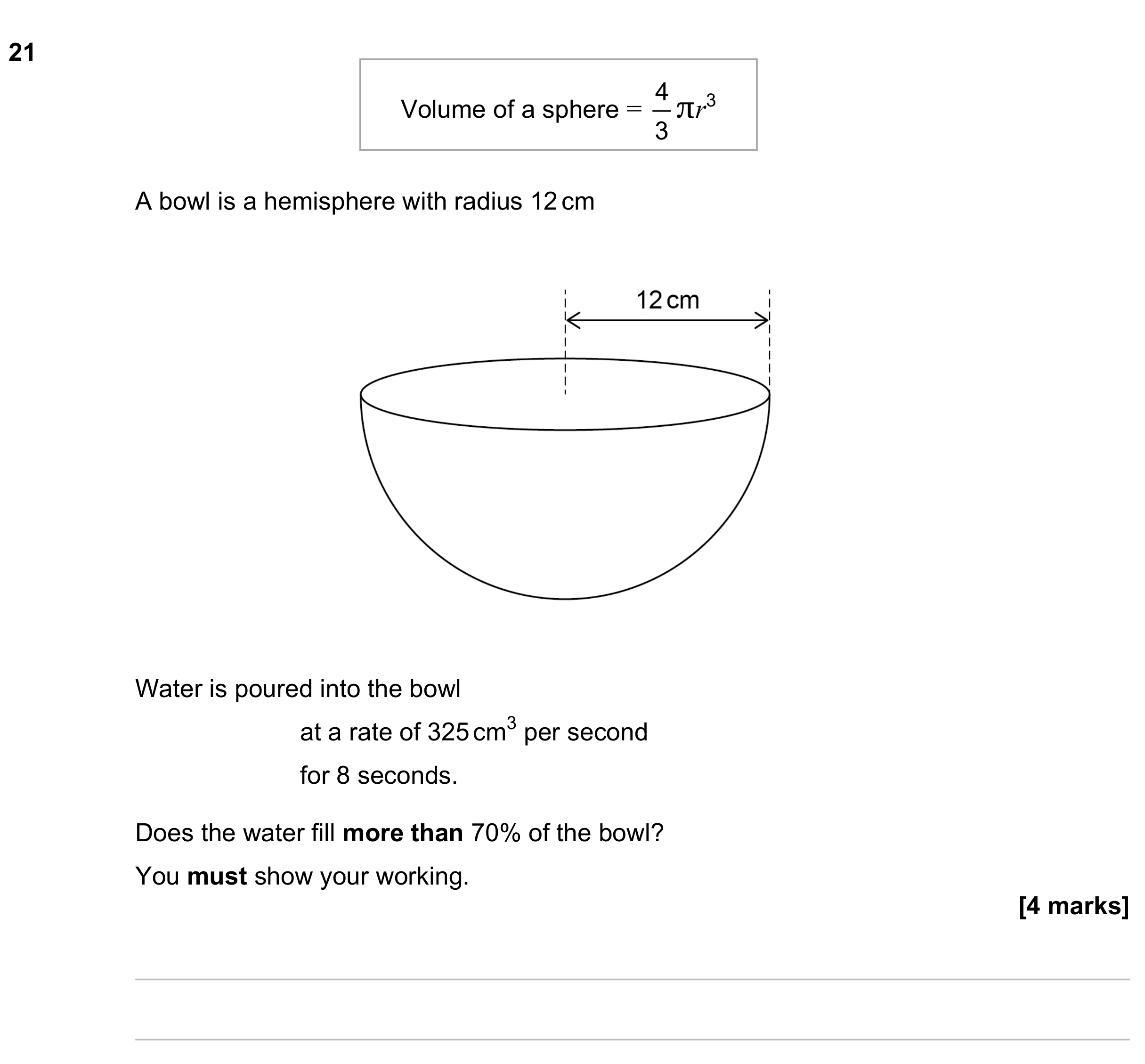 Question 21 — Surface Area and Volume, Percentages — AQA GCSE June 2023