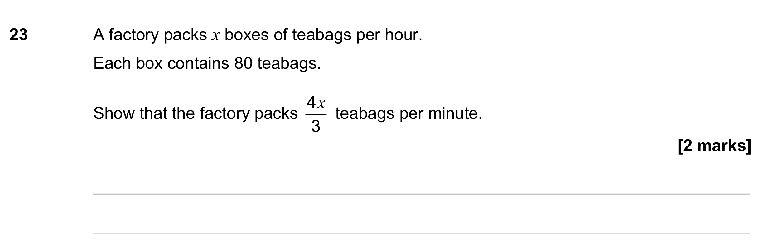 Question 23 — Algebra — AQA GCSE June 2023