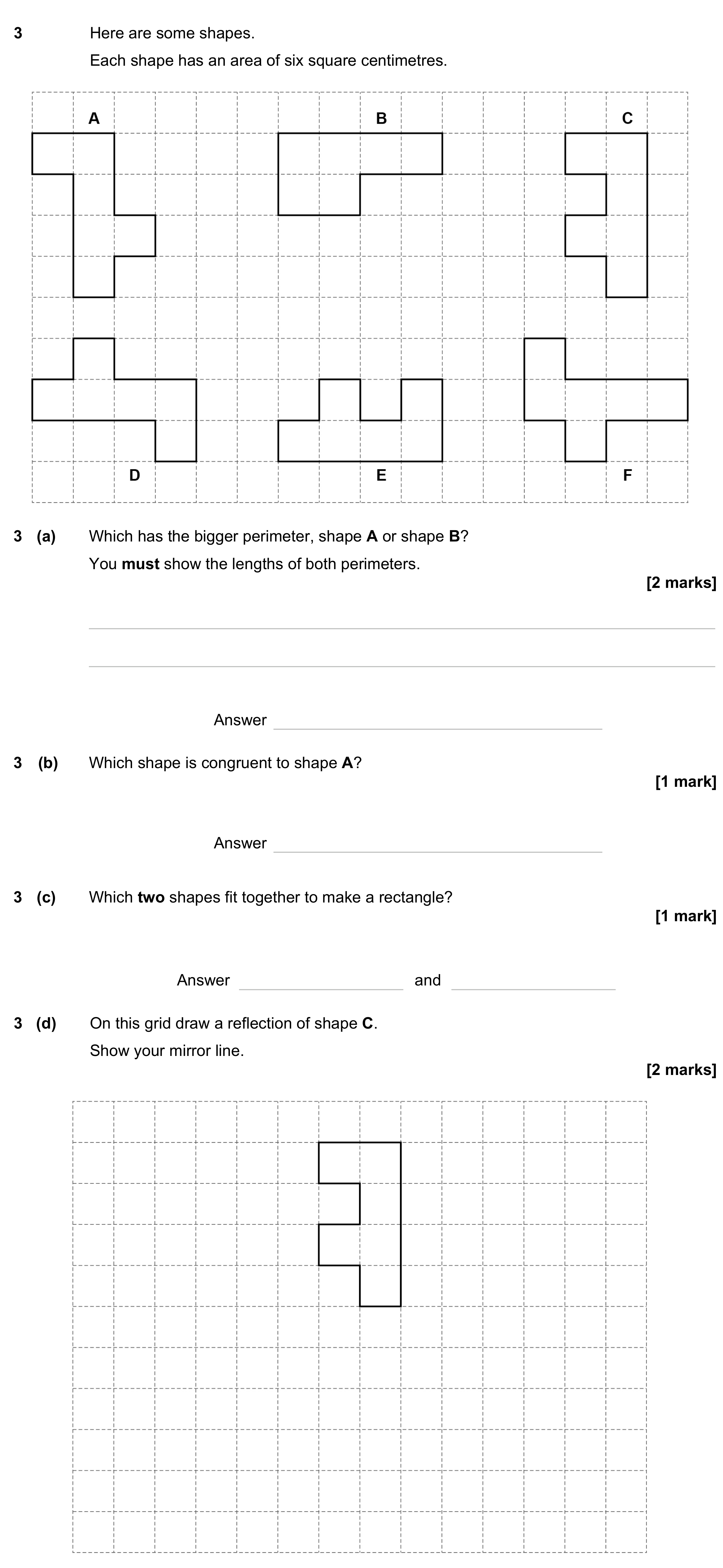 Question 3 — Perimeter and Area, Congruence and Similarity, Polygons, Rotations/Reflections/Translations/Enlargements — AQA GCSE June 2023