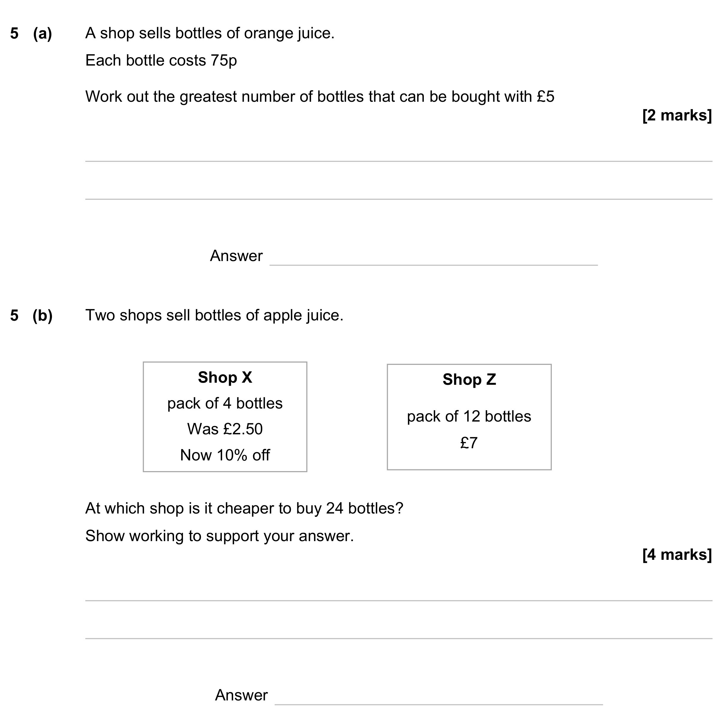 Question 5 — Money Problems — AQA GCSE June 2023