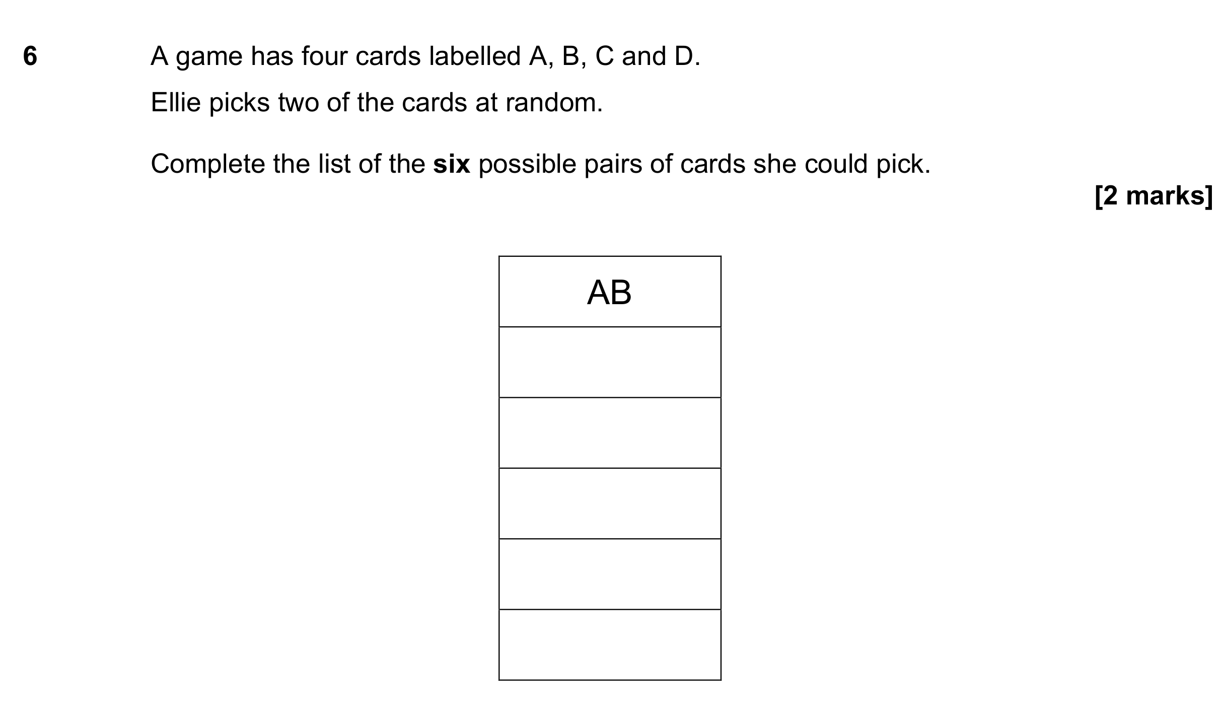 Question 6 — Combinations — AQA GCSE June 2023