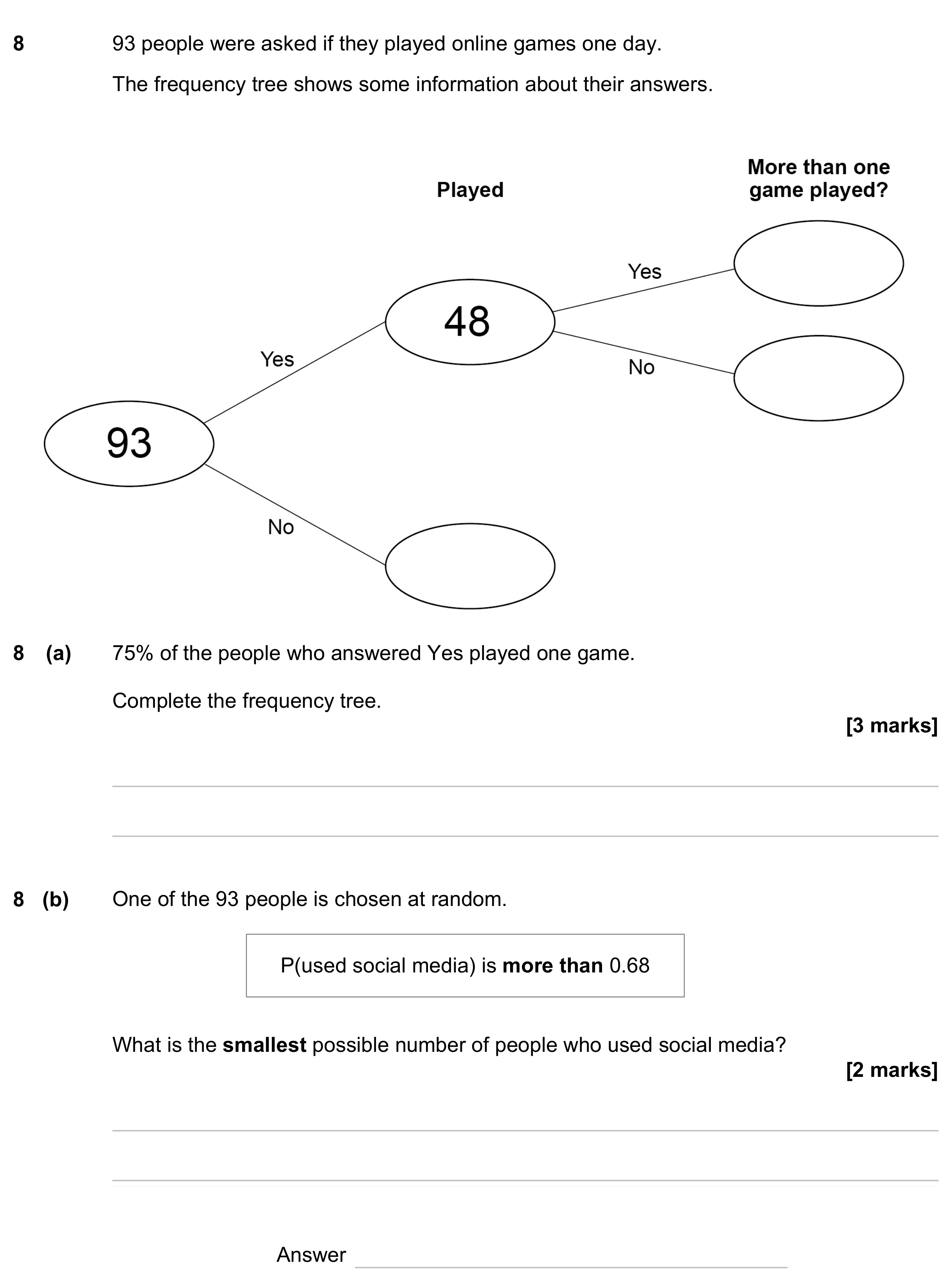 Question 8 — Probability — AQA GCSE June 2023