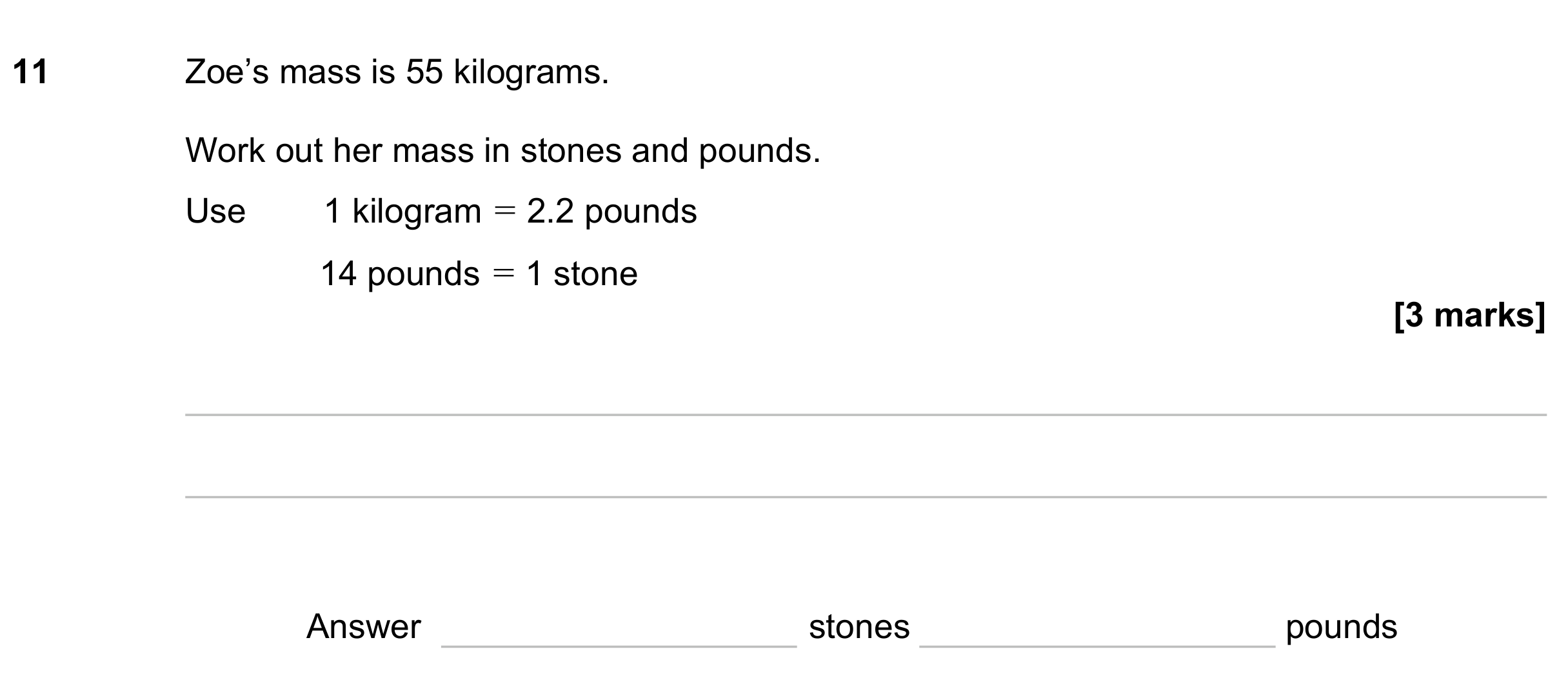 Question 11 — Unit Conversions — AQA GCSE November 2023