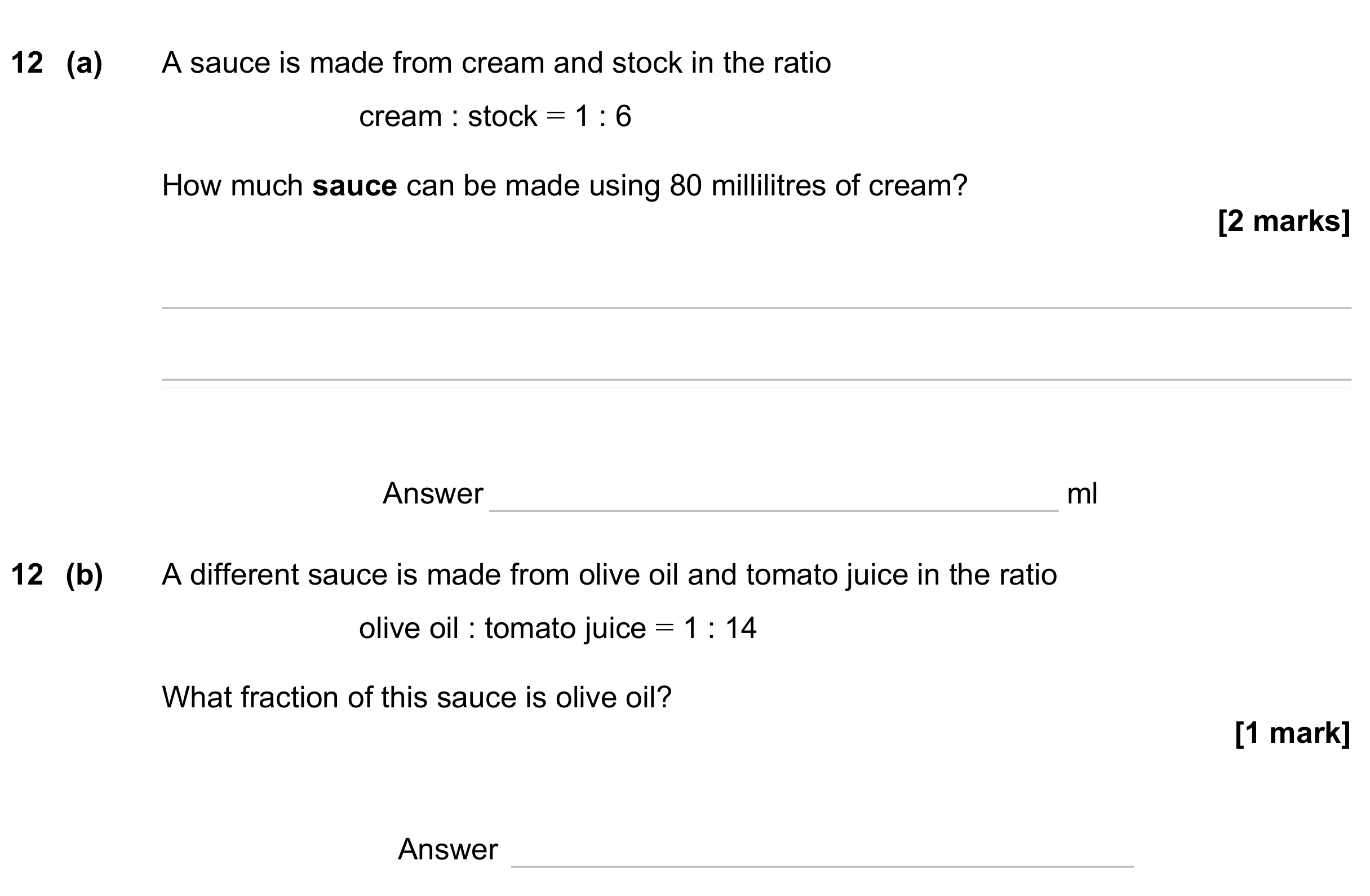 Question 12 — Ratios — AQA GCSE November 2023