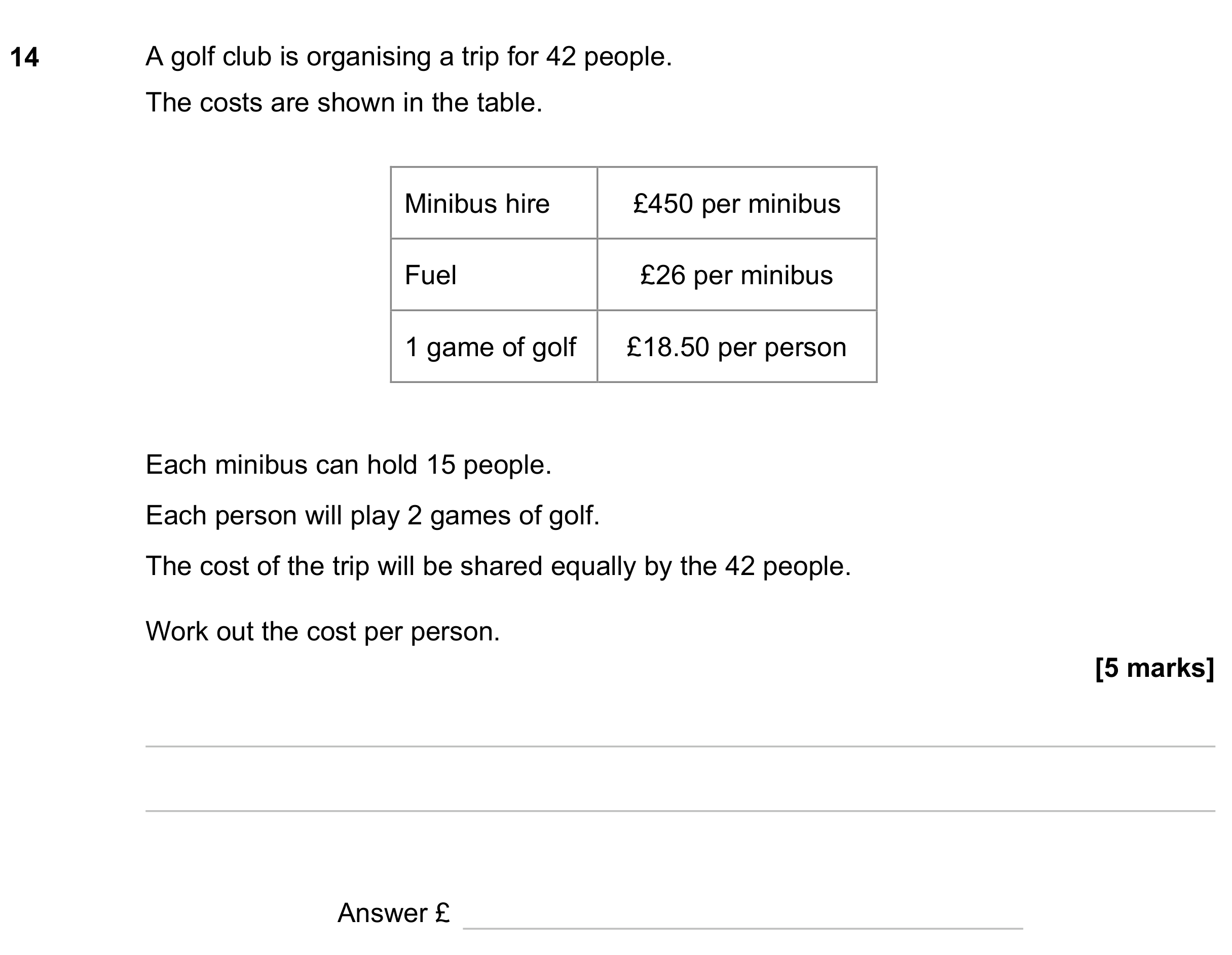 Question 14 — Money Problems — AQA GCSE November 2023