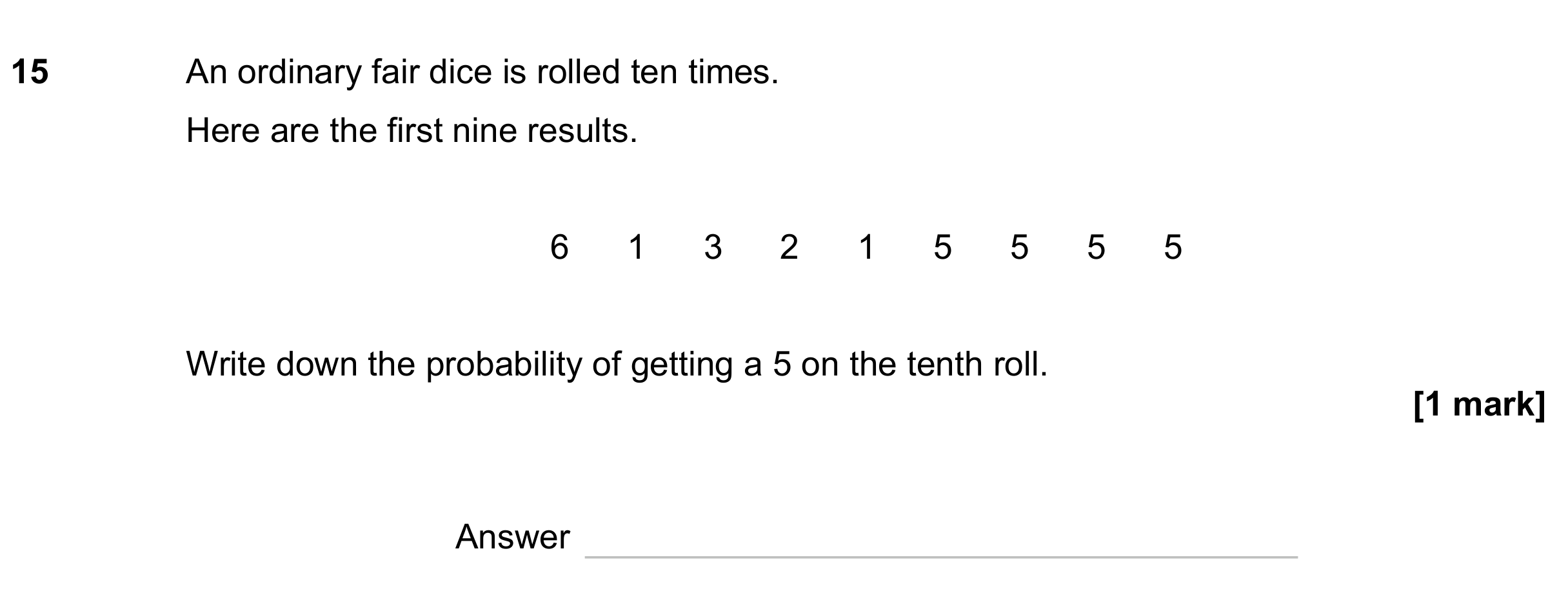 Question 15 — Probability — AQA GCSE November 2023