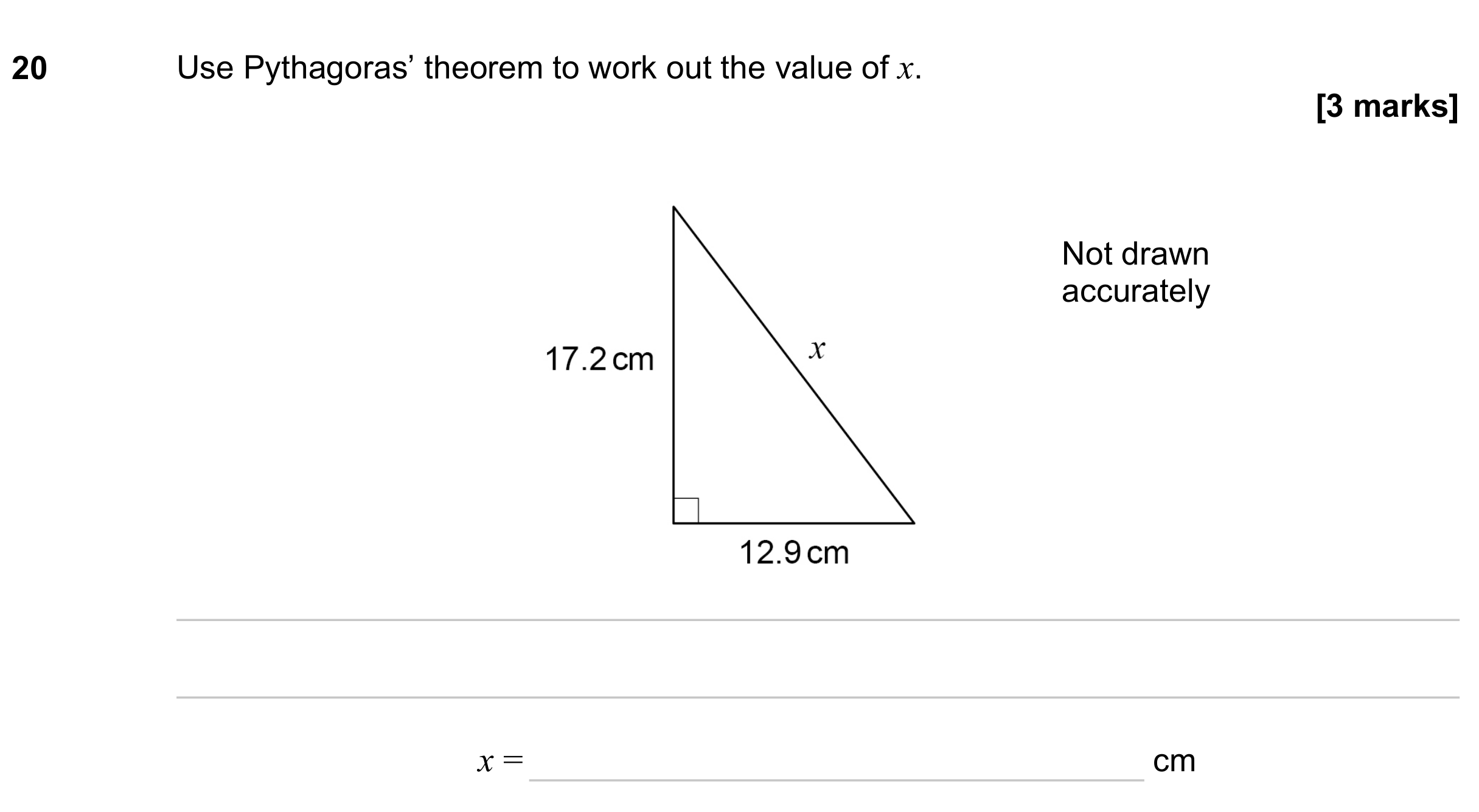 Question 20 — Pythagoras — AQA GCSE November 2023