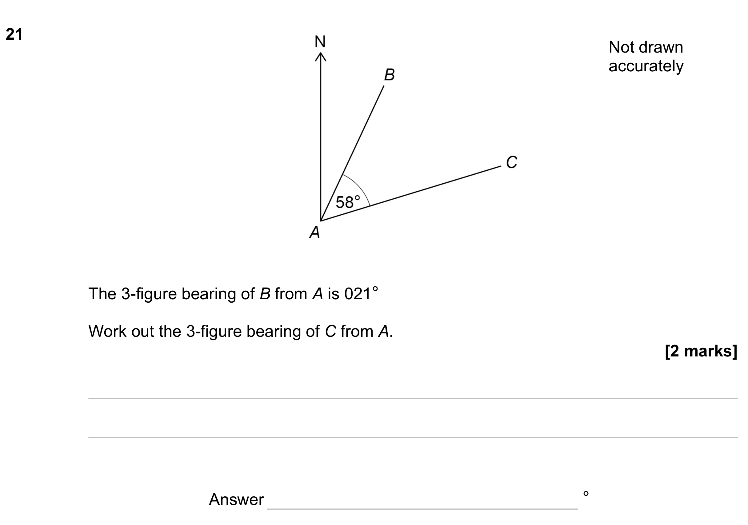 Question 21 — Bearings — AQA GCSE November 2023