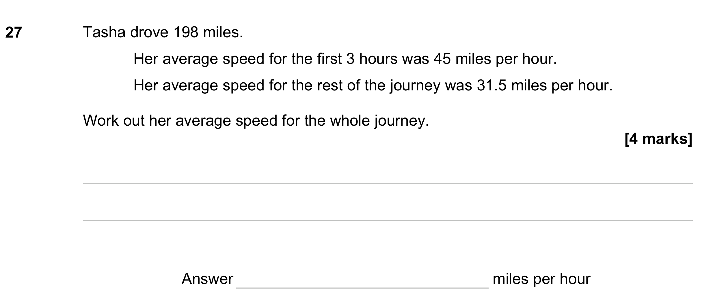 Question 27 — Speed/Distance/Time/Density/Pressure — AQA GCSE November 2023