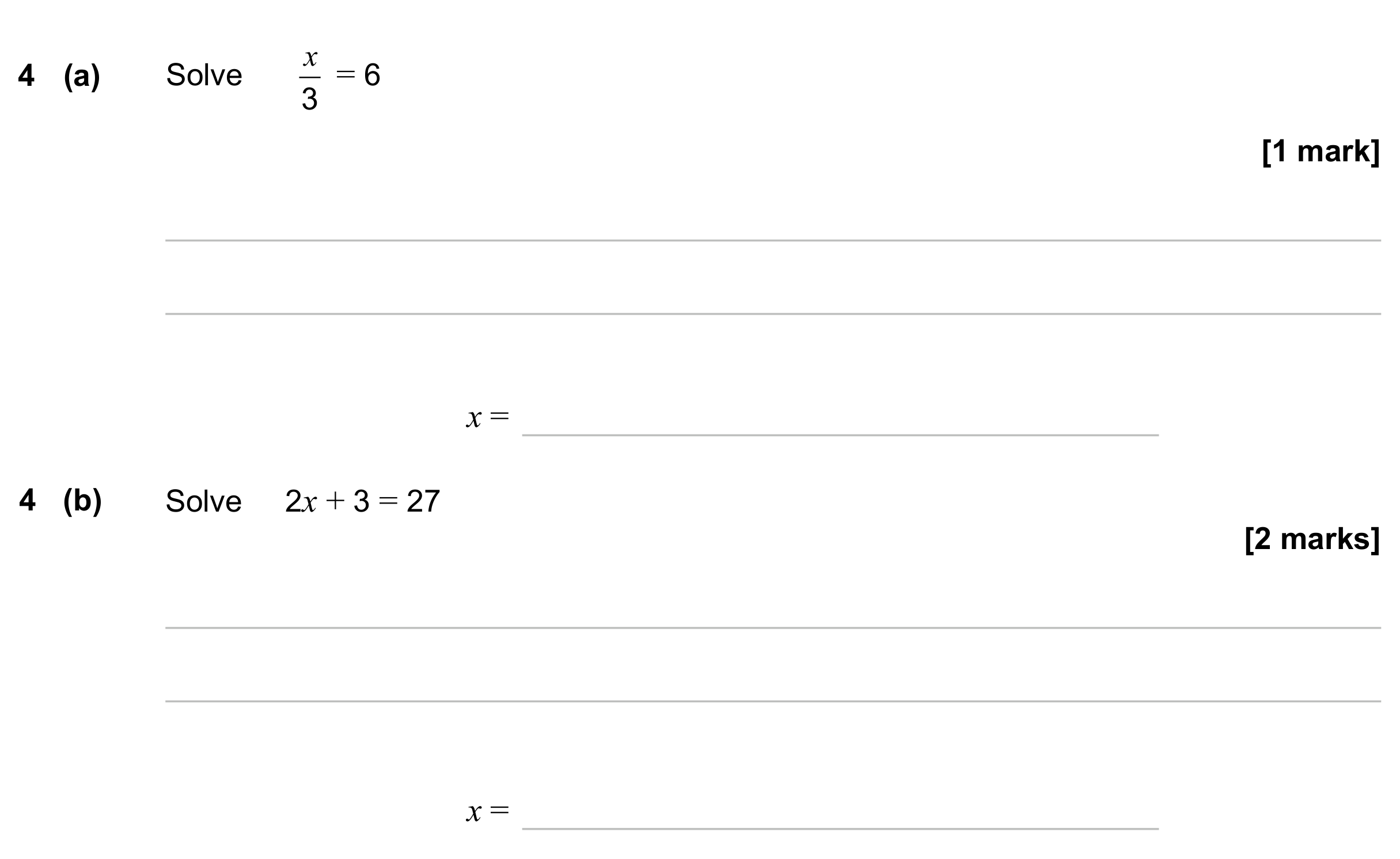 Question 4 — Linear Equations — AQA GCSE November 2023